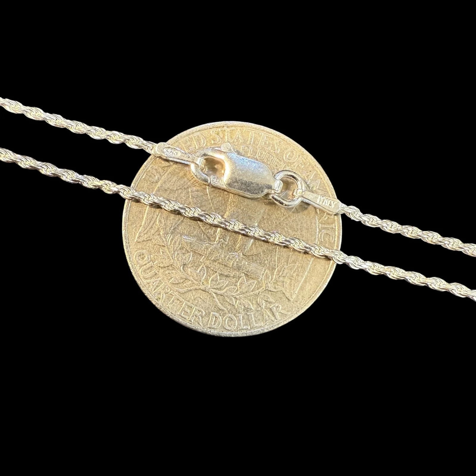 925 Sterling Silver 1.5mm Diamond Cut Rope Chain Necklace - Image 15