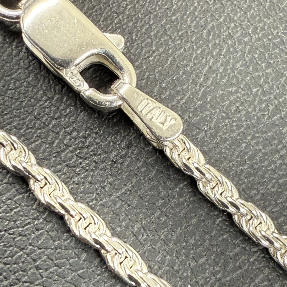 925 Sterling Silver 1.8mm Diamond Cut Rope Chain Necklace - Image 10
