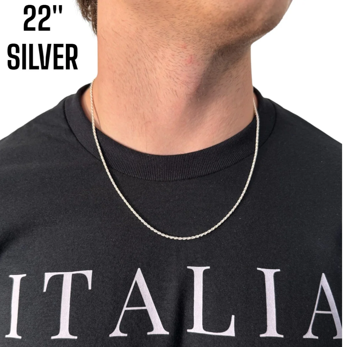 925 Sterling Silver 1.8mm Diamond Cut Rope Chain Necklace - Image 4
