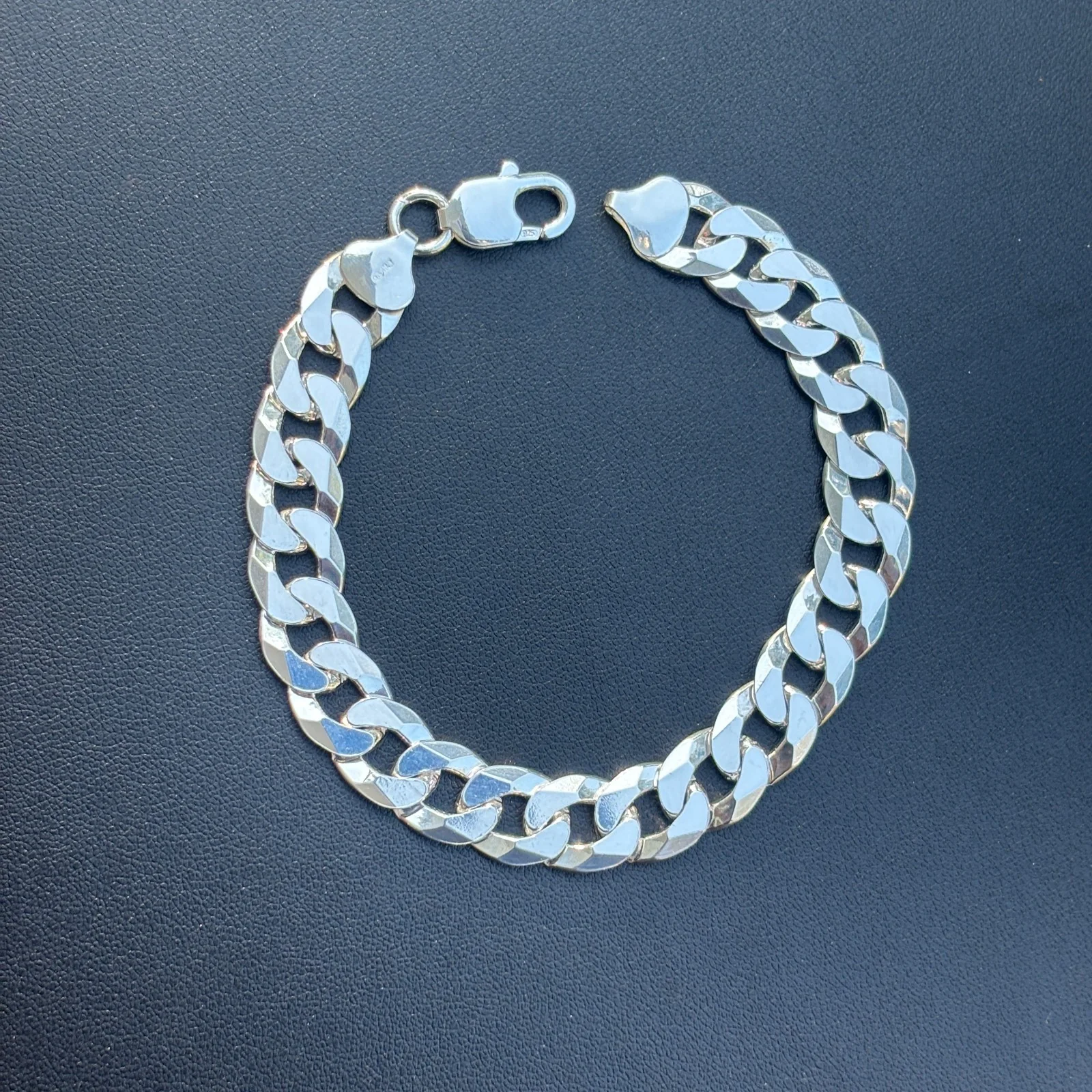 925 Sterling Silver 10.5mm Flat Curb Bracelet - Image 11