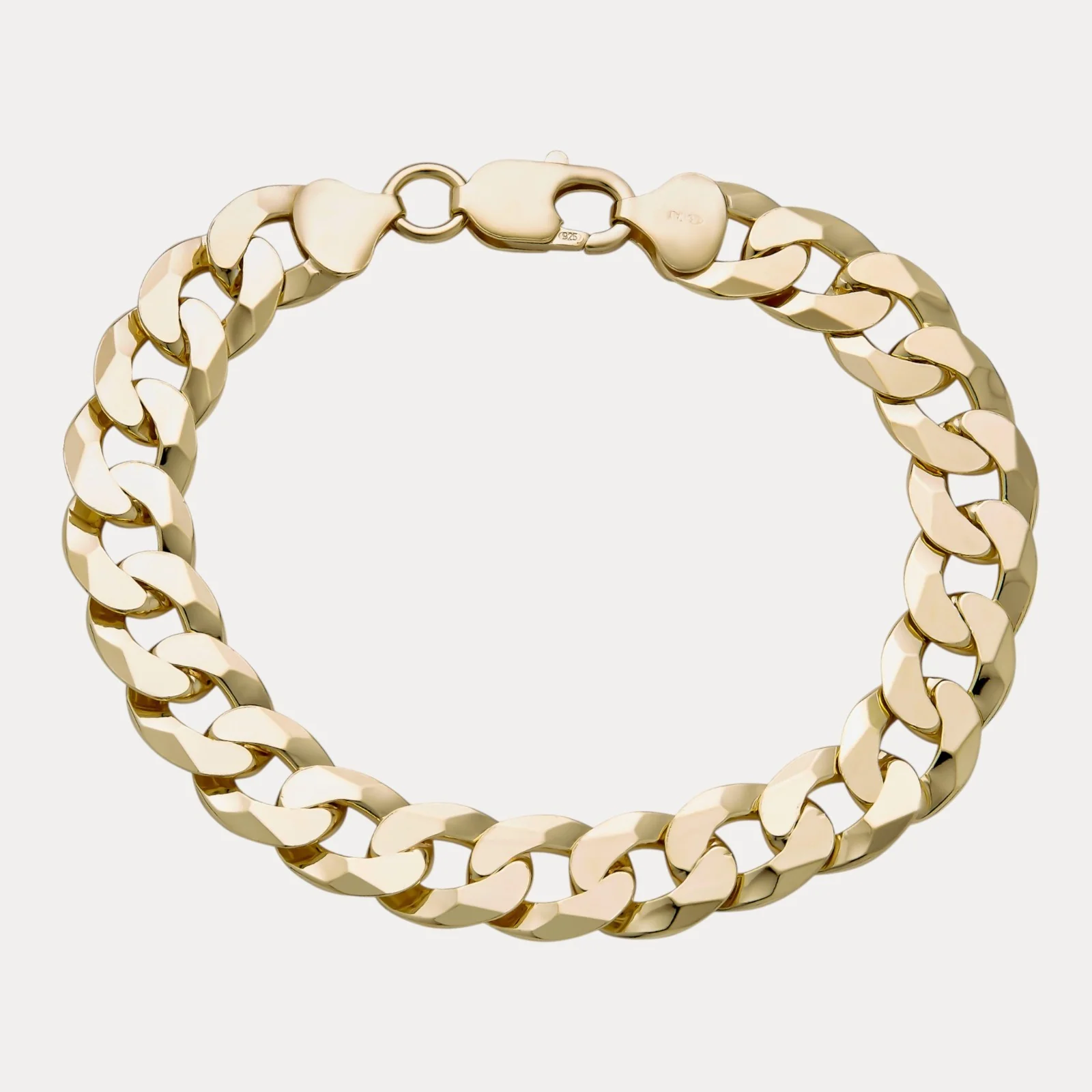 925 Sterling Silver 10.5mm Flat Curb Bracelet - Image 2