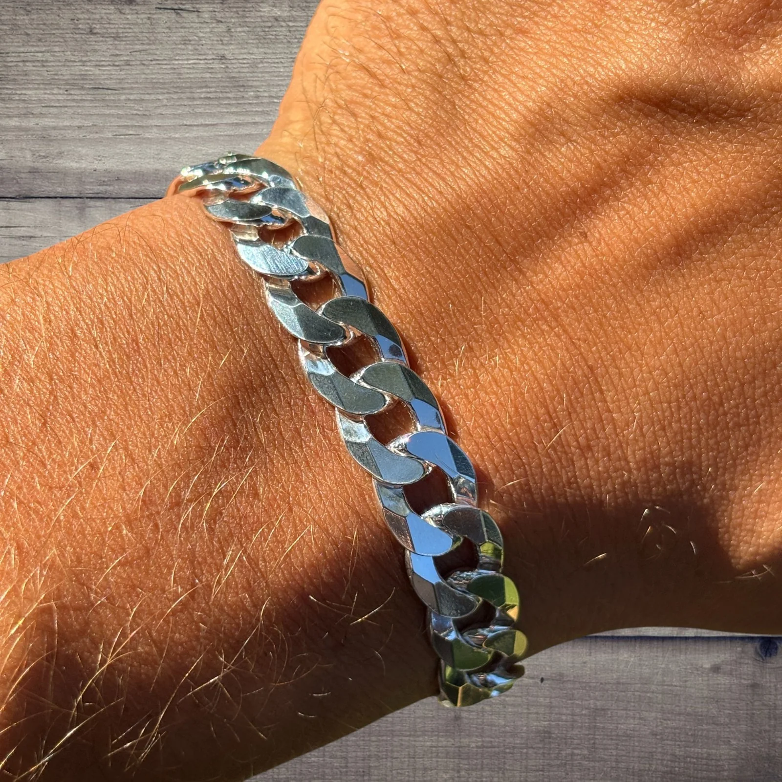925 Sterling Silver 10.5mm Flat Curb Bracelet - Image 6