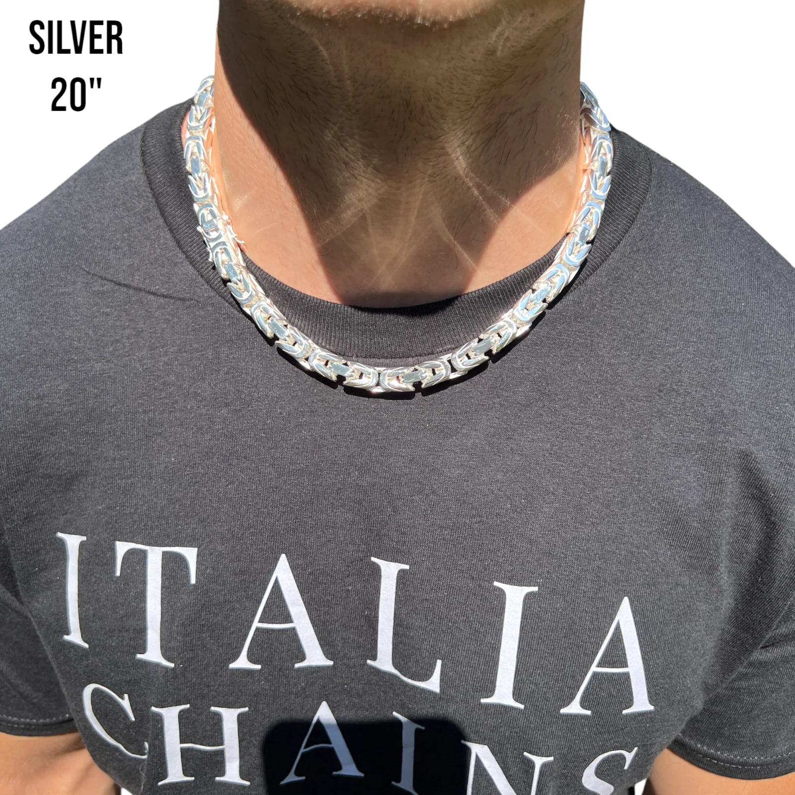 925 Sterling Silver 10mm Byzantine W. Box Clasp Chain Necklace - Image 10