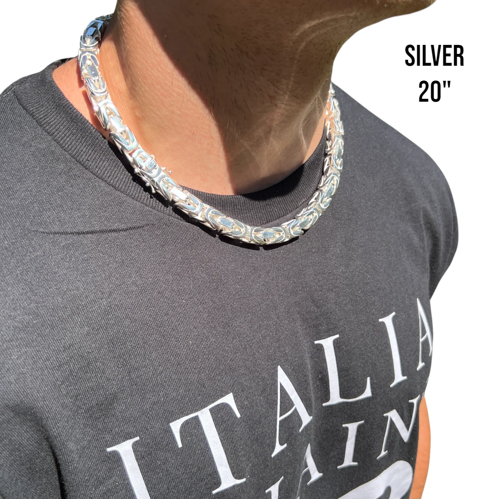 925 Sterling Silver 10mm Byzantine W. Box Clasp Chain Necklace - Image 11