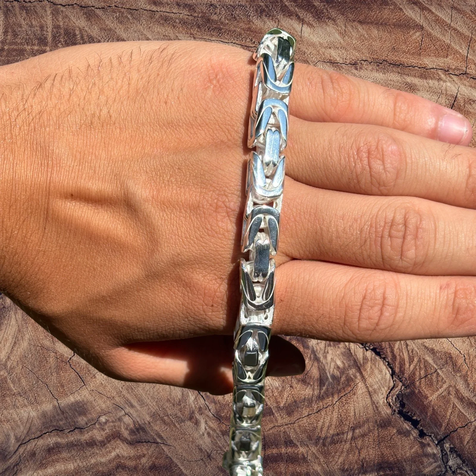 925 Sterling Silver 10mm Byzantine W. Box Clasp Chain Necklace - Image 6