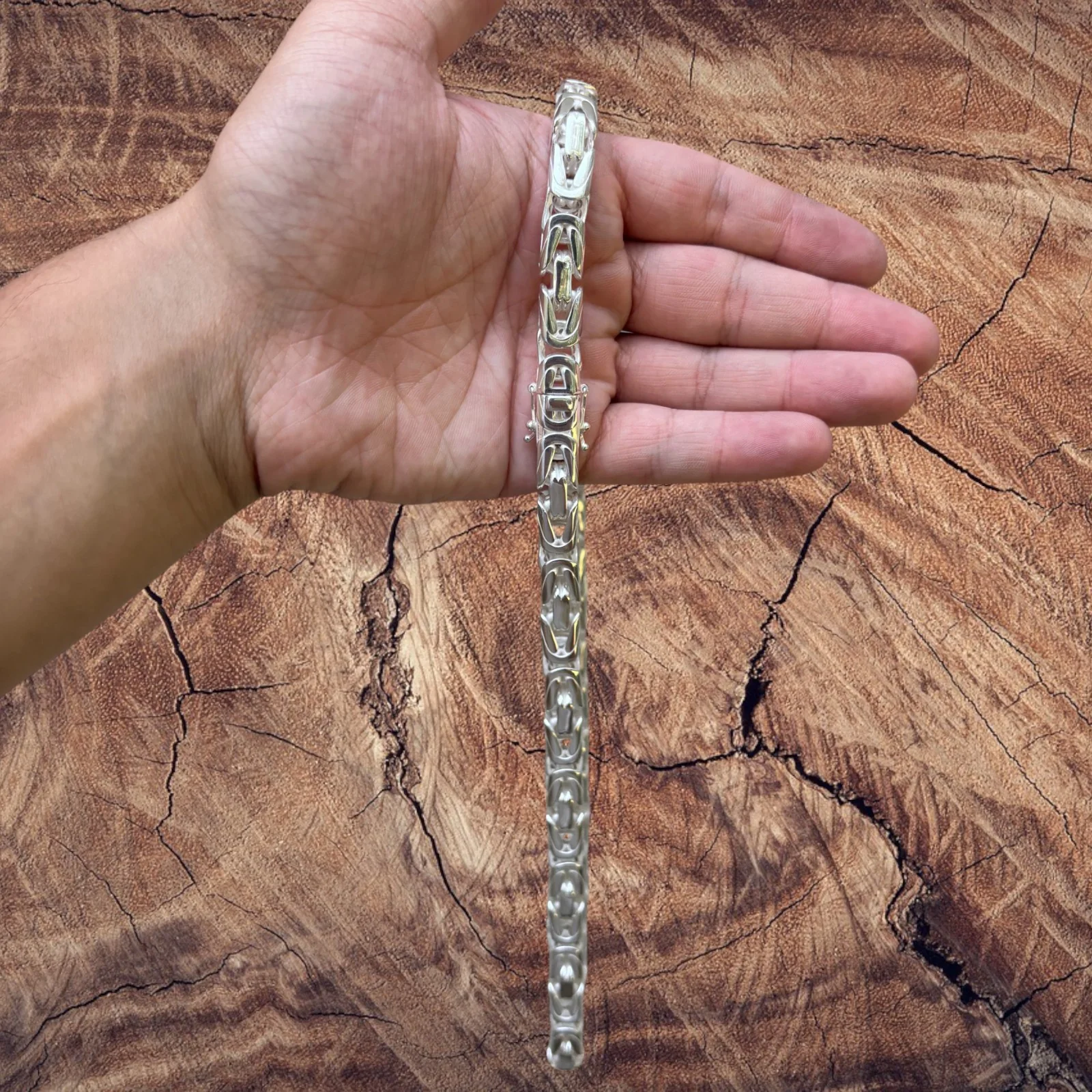 925 Sterling Silver 10mm Byzantine W. Box Clasp Chain Necklace - Image 7