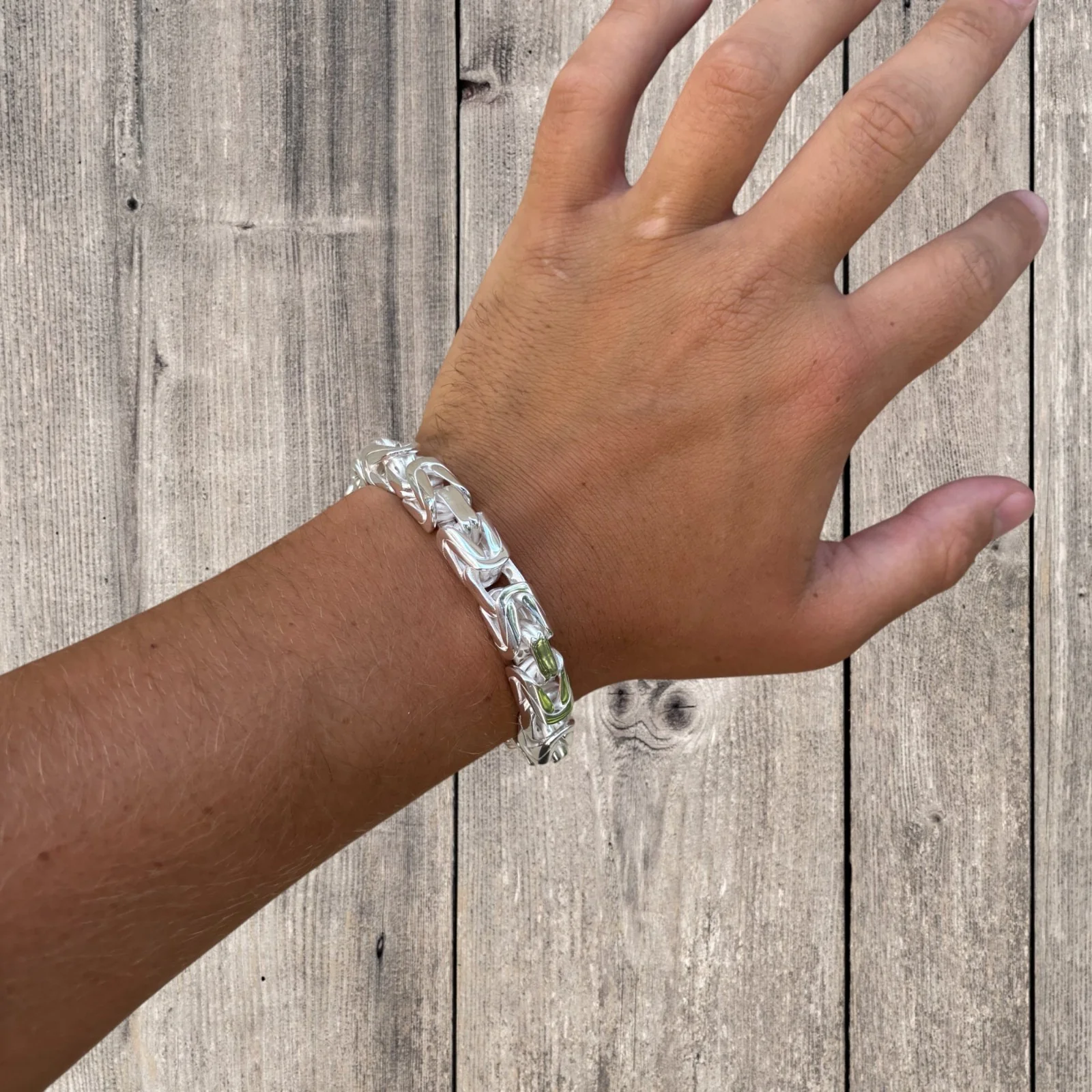 925 Sterling Silver 10mm Byzantine W. Box Clasp Bracelet - Image 11