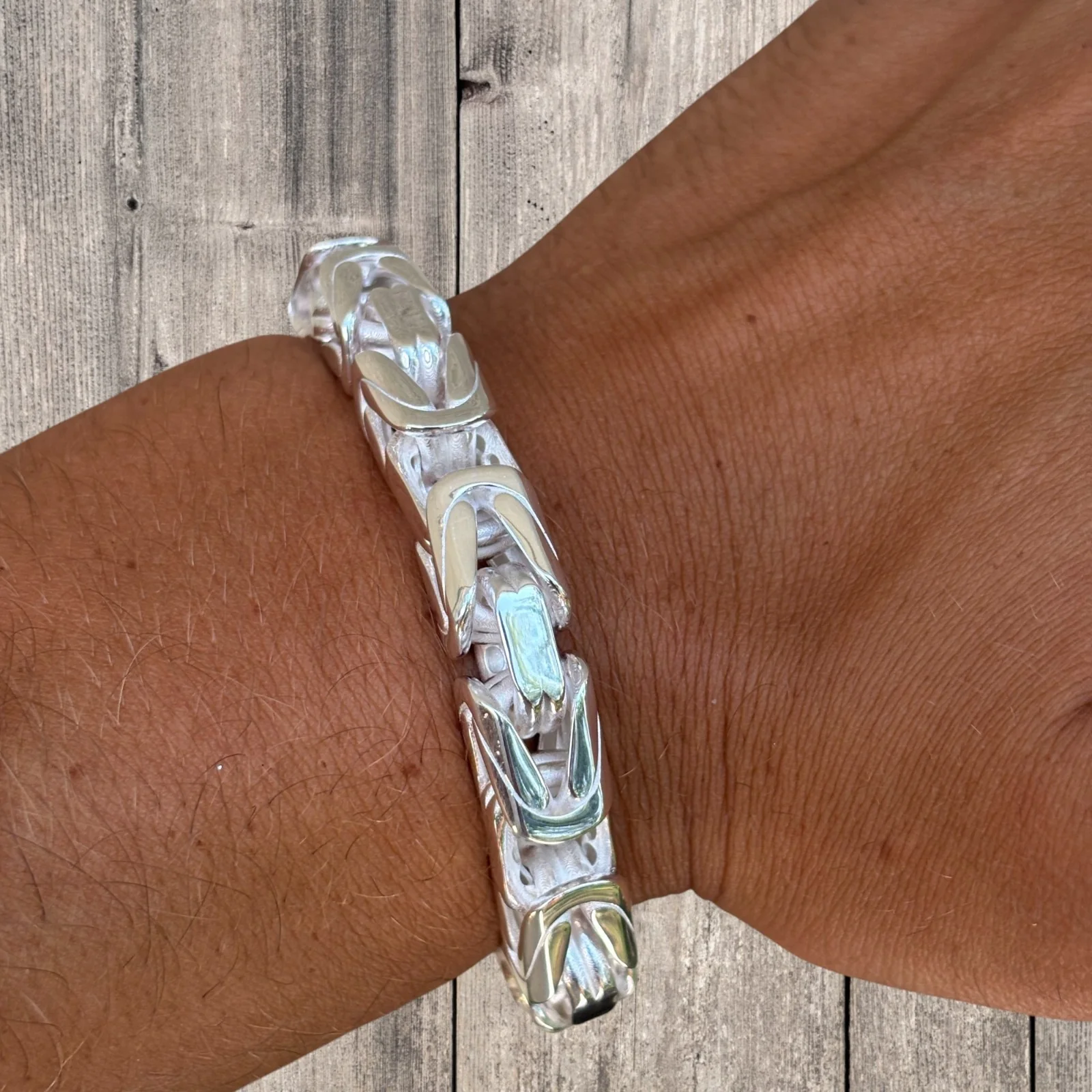 925 Sterling Silver 10mm Byzantine W. Box Clasp Bracelet - Image 14