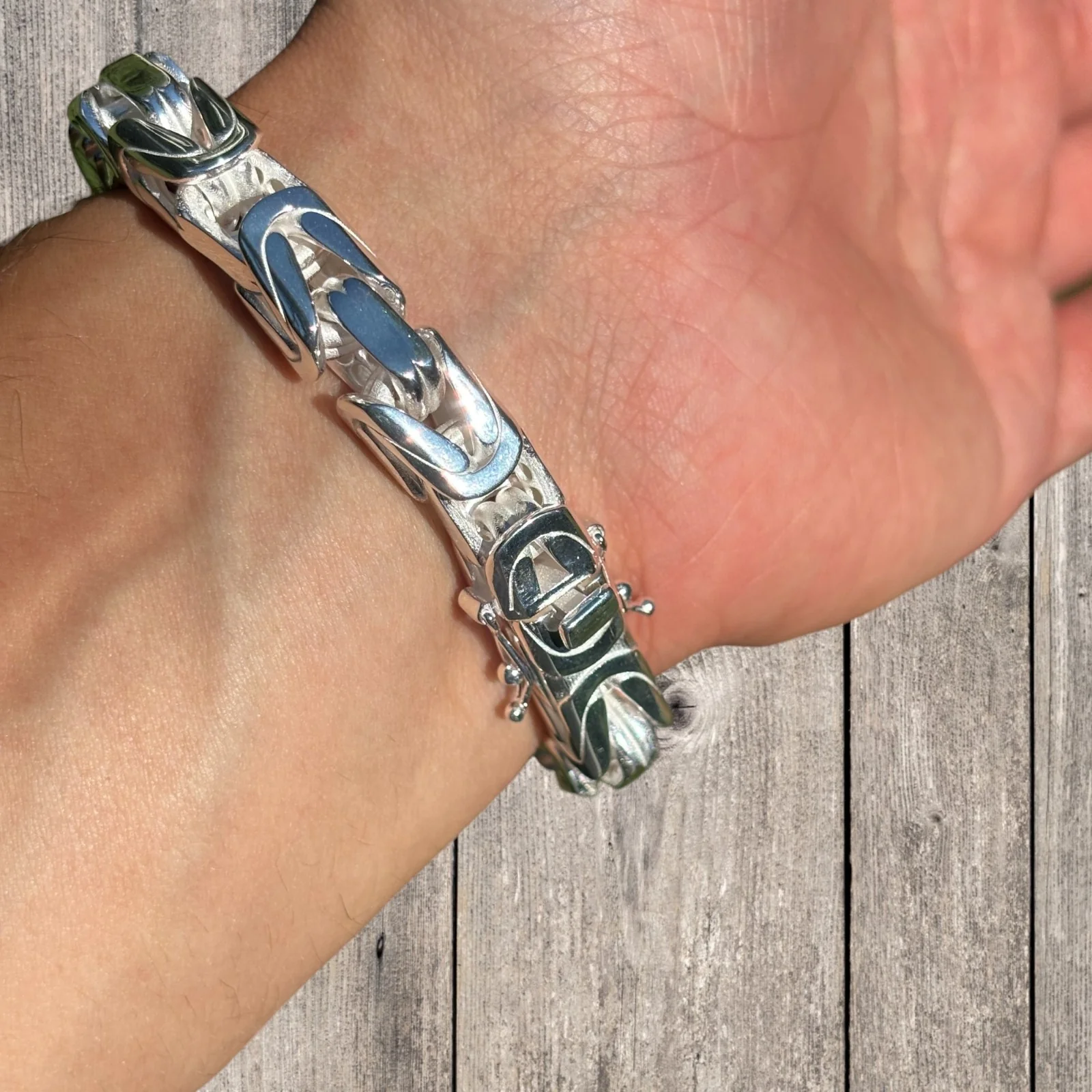 925 Sterling Silver 10mm Byzantine W. Box Clasp Bracelet - Image 6