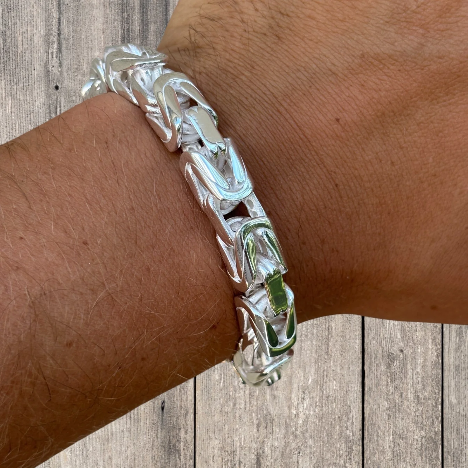 925 Sterling Silver 10mm Byzantine W. Box Clasp Bracelet - Image 9