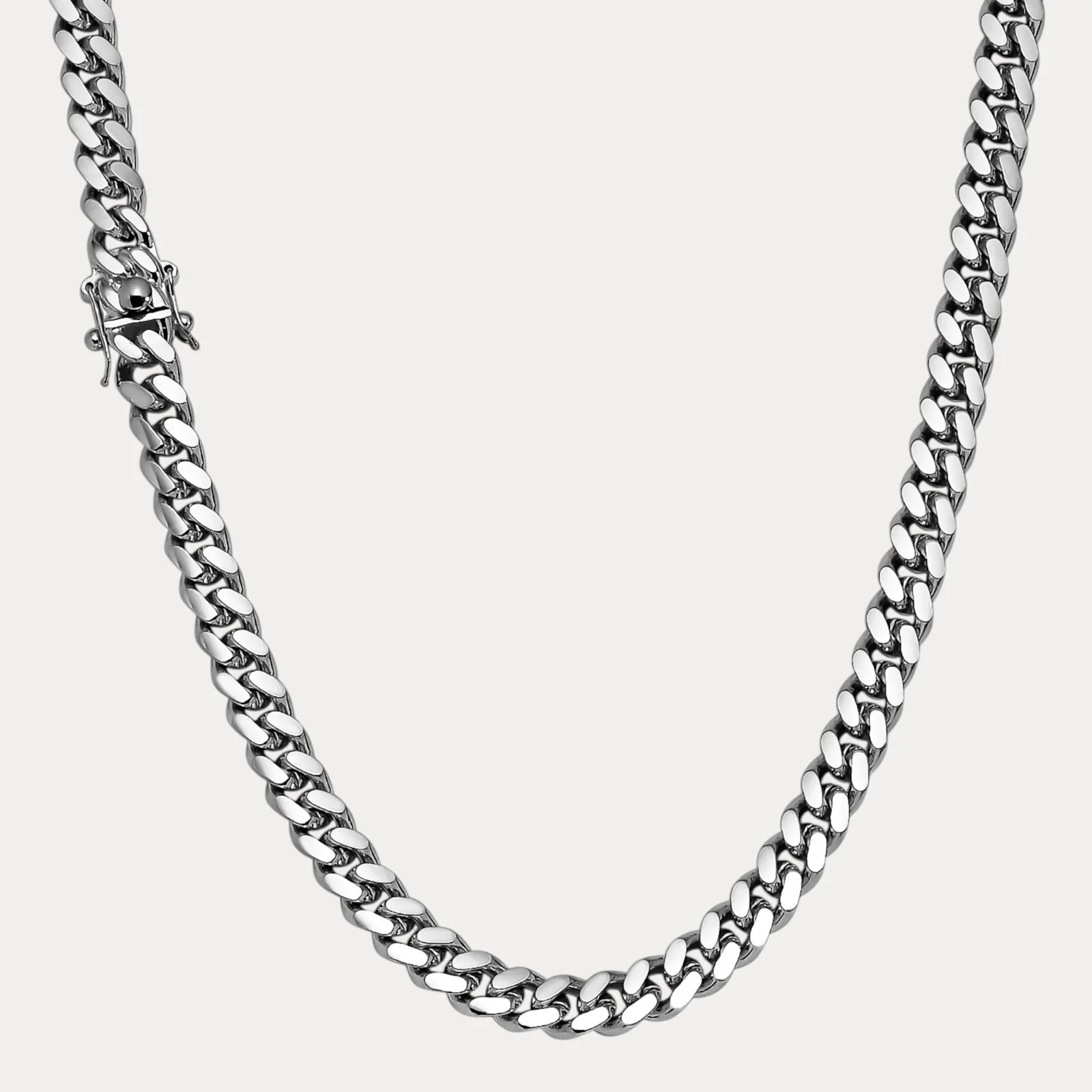 925 Sterling Silver 10mm Miami Cuban W. Box Clasp Chain Necklace