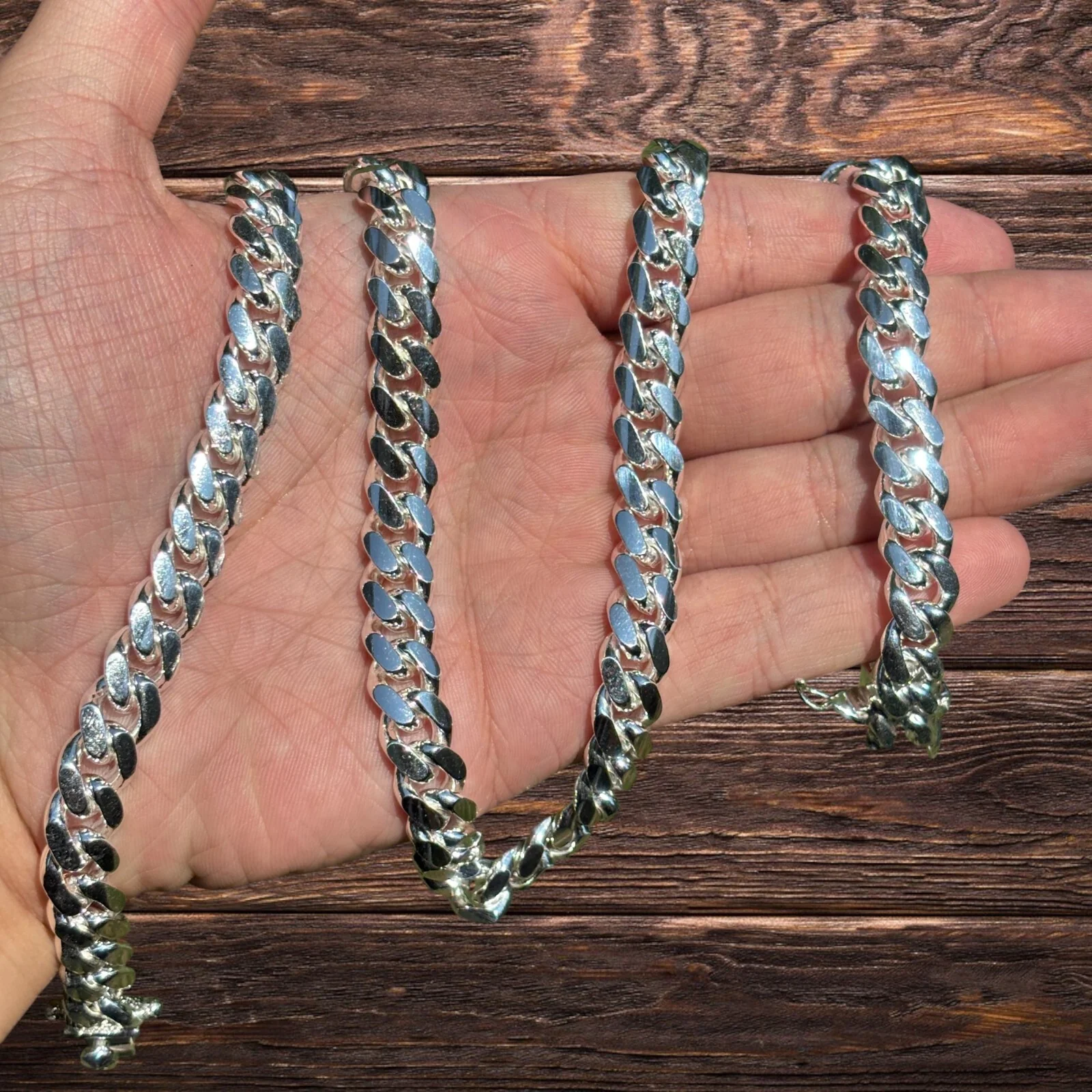 925 Sterling Silver 10mm Miami Cuban W. Box Clasp Chain Necklace - Image 6