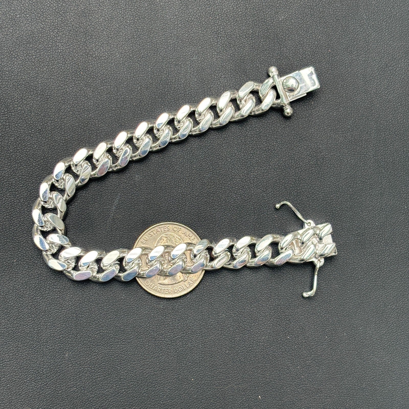 925 Sterling Silver 10mm Miami Cuban W. Box Clasp Bracelet - Image 13
