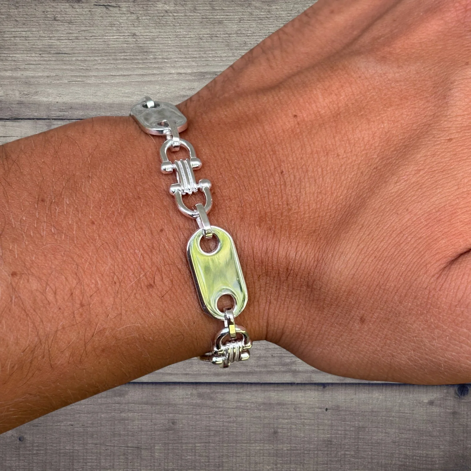 925 Sterling Silver 10mm Custom Ferragamo Link Bracelet - Image 10