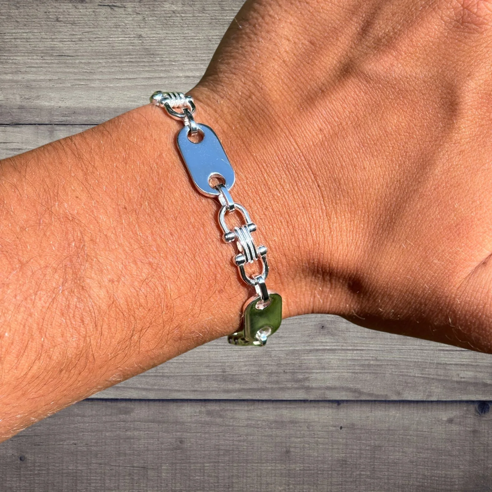 925 Sterling Silver 10mm Custom Ferragamo Link Bracelet - Image 4