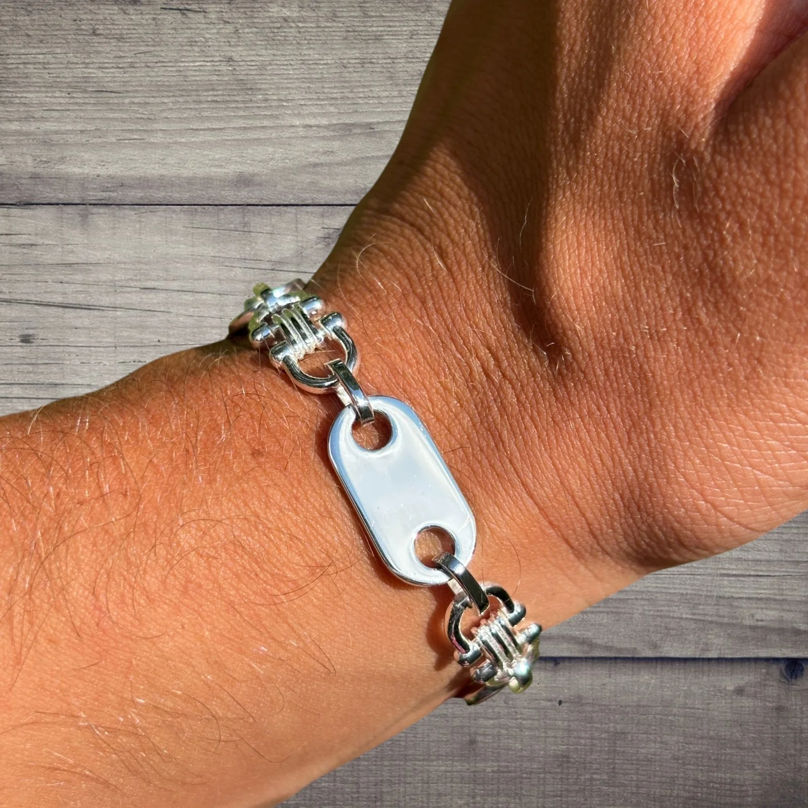 925 Sterling Silver 10mm Custom Ferragamo Link Bracelet - Image 5