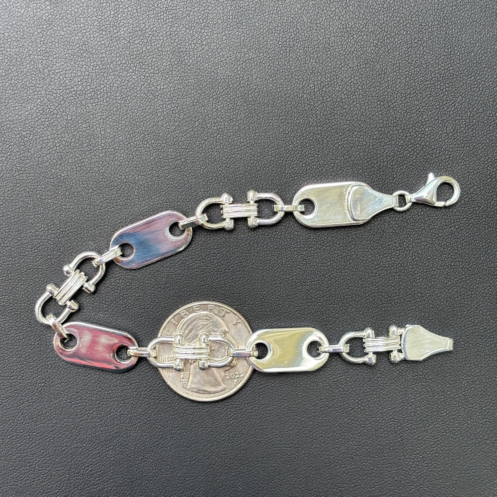 925 Sterling Silver 10mm Custom Ferragamo Link Bracelet - Image 8