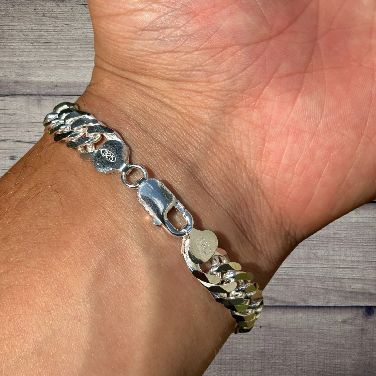 925 Sterling Silver 10mm Double Curb Bracelet - Image 10