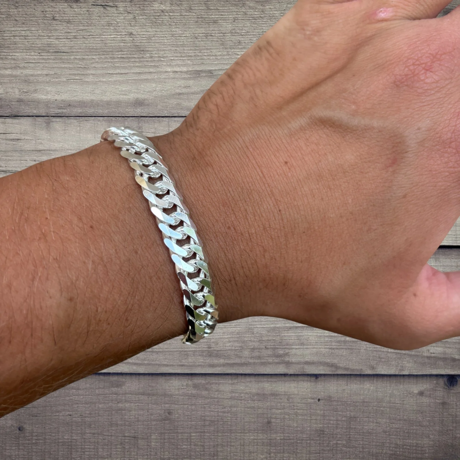 925 Sterling Silver 10mm Double Curb Bracelet - Image 11