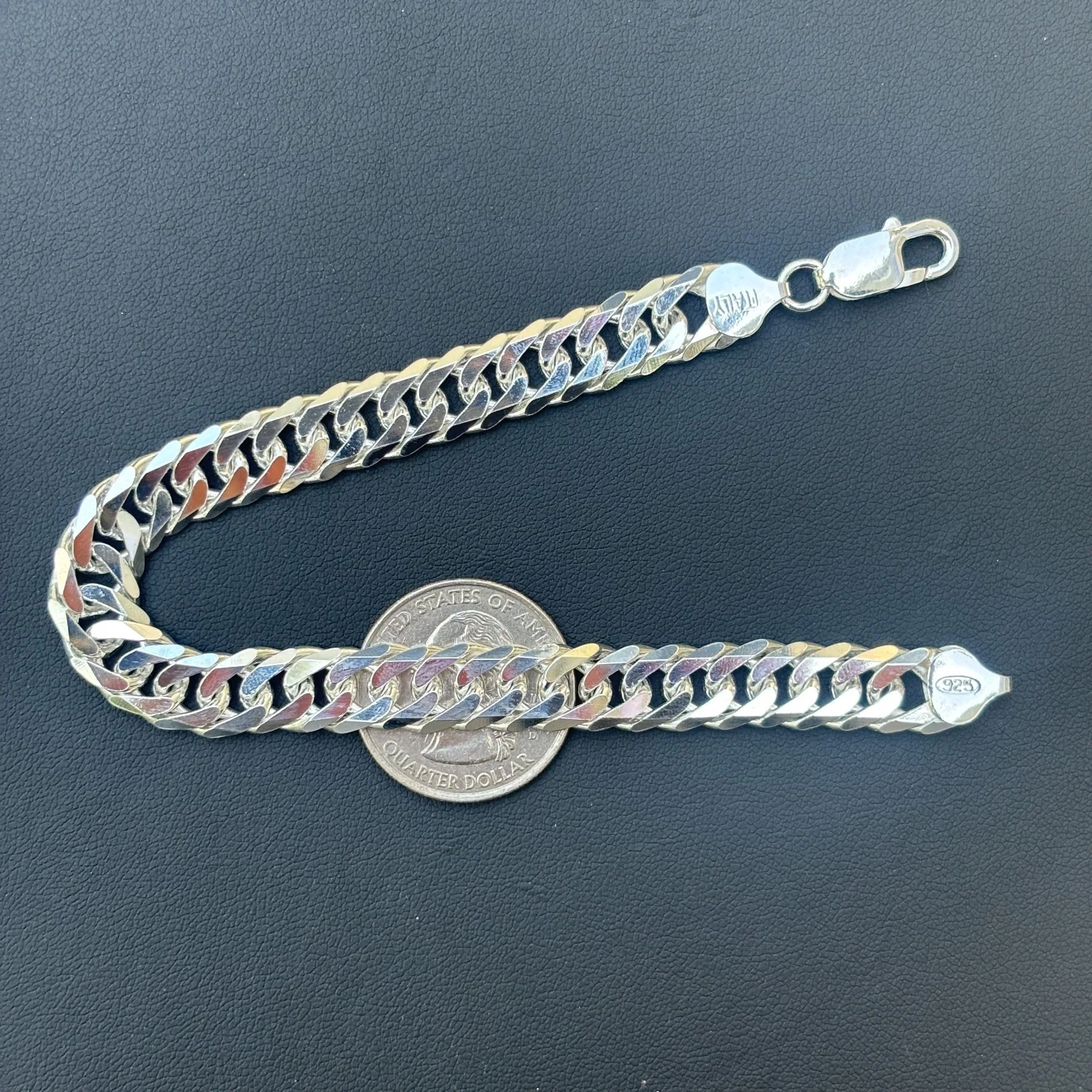 925 Sterling Silver 10mm Double Curb Bracelet - Image 16