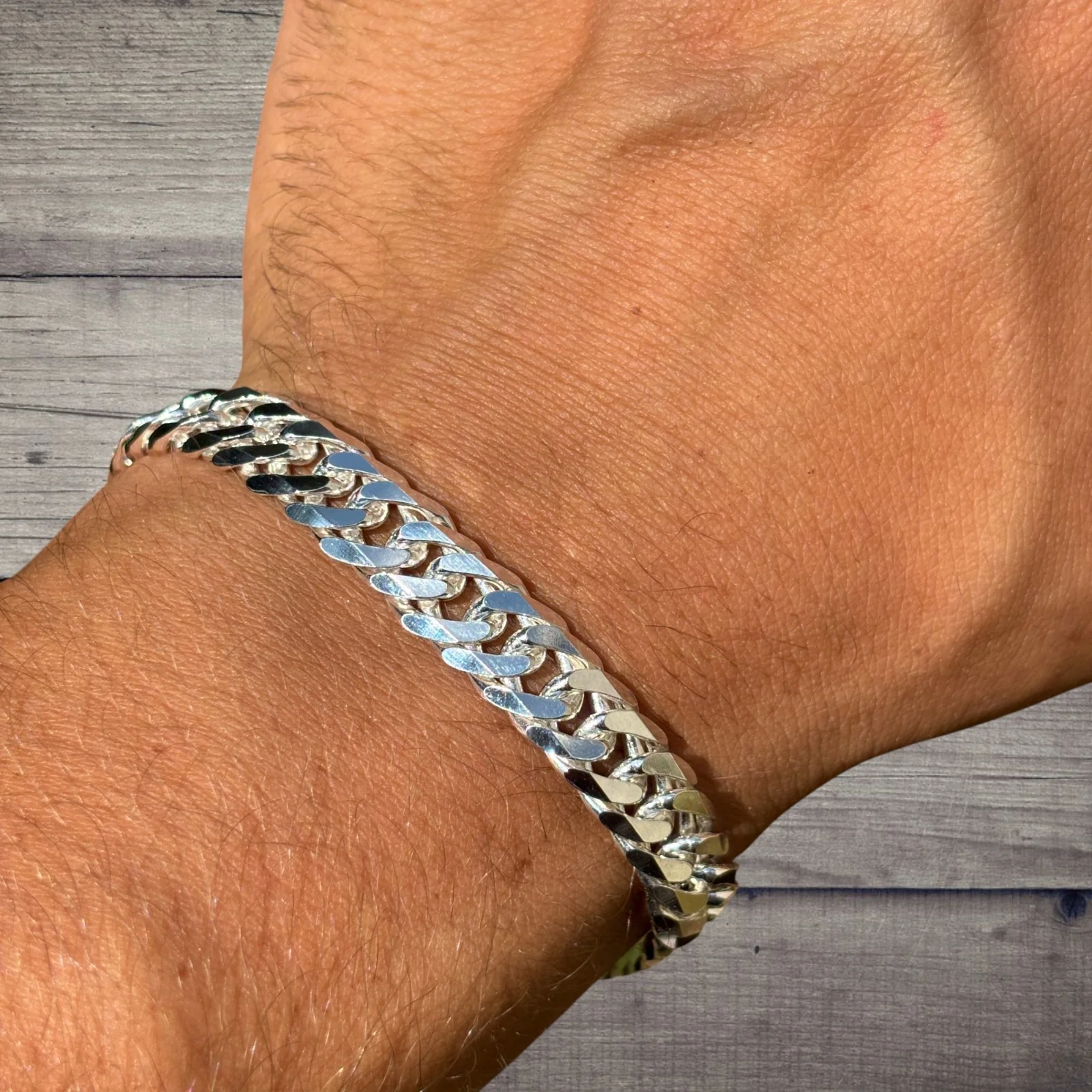 925 Sterling Silver 10mm Double Curb Bracelet - Image 4