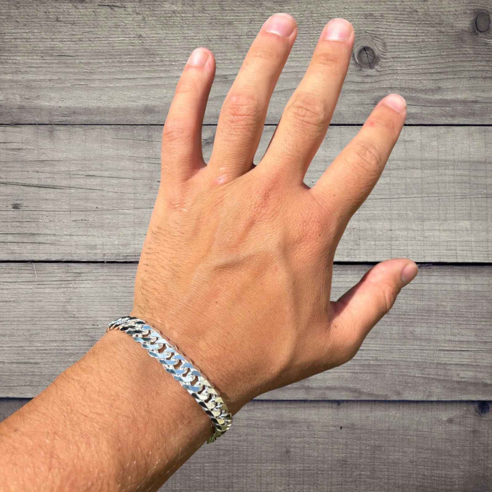 925 Sterling Silver 10mm Double Curb Bracelet - Image 6