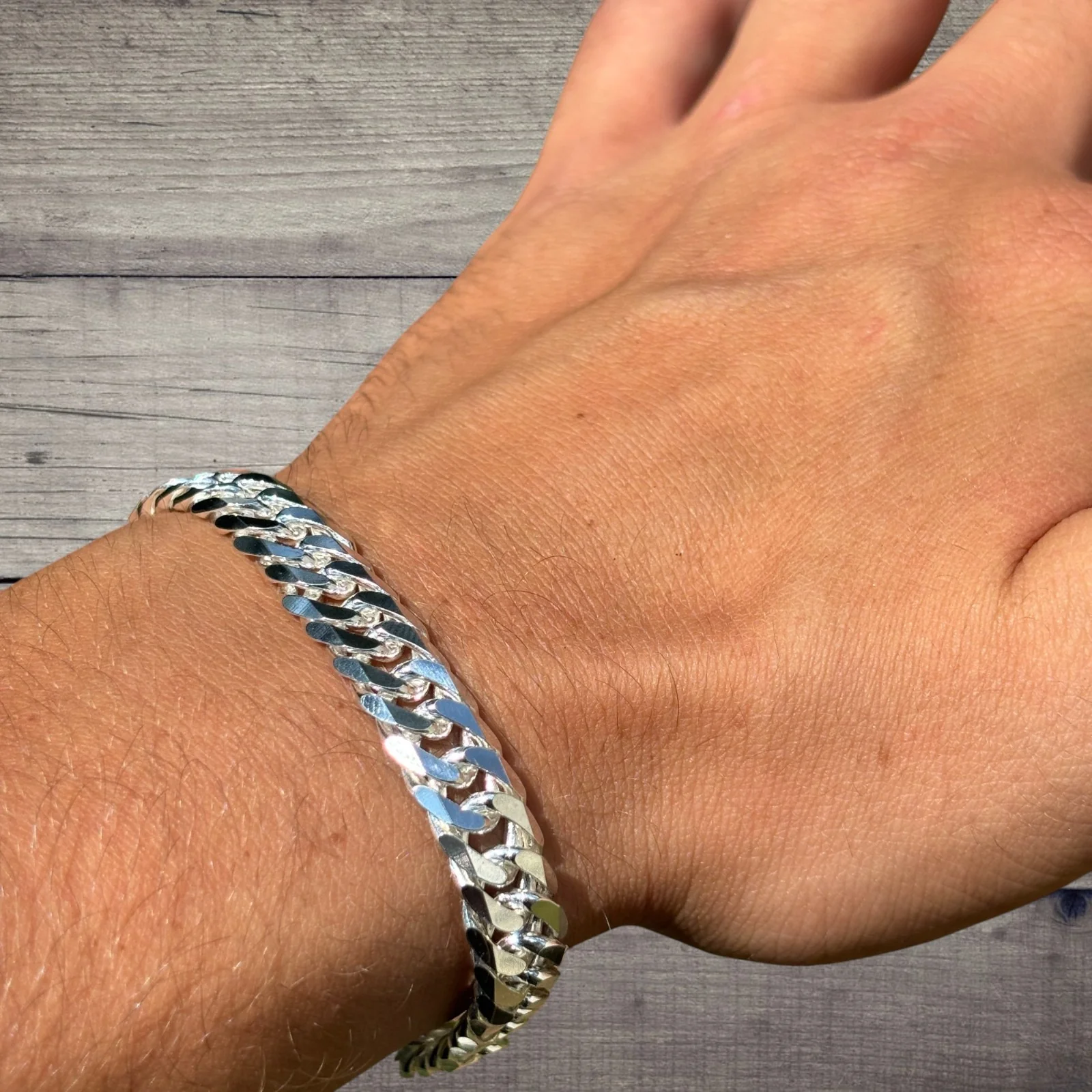 925 Sterling Silver 10mm Double Curb Bracelet - Image 7