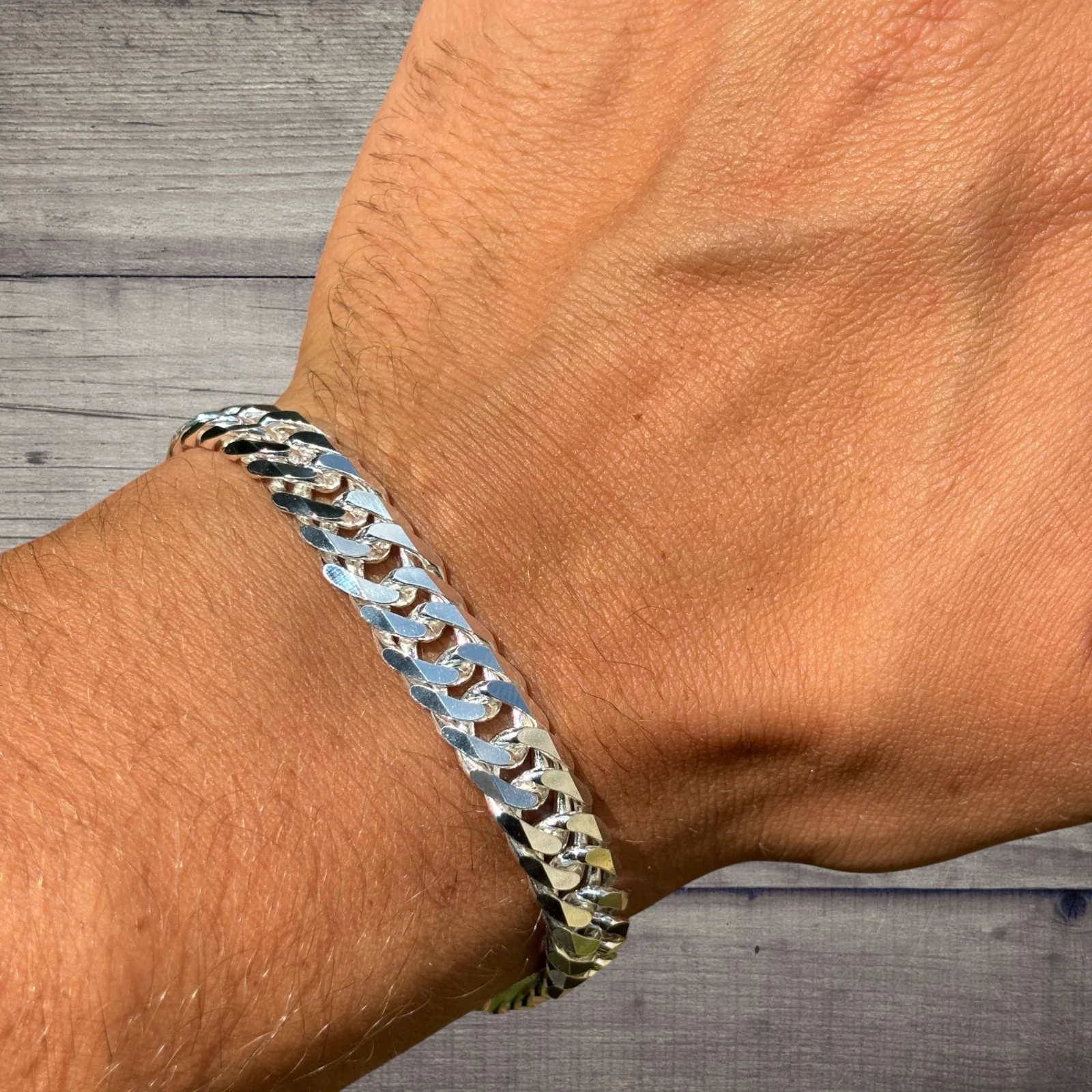 925 Sterling Silver 10mm Double Curb Bracelet - Image 8