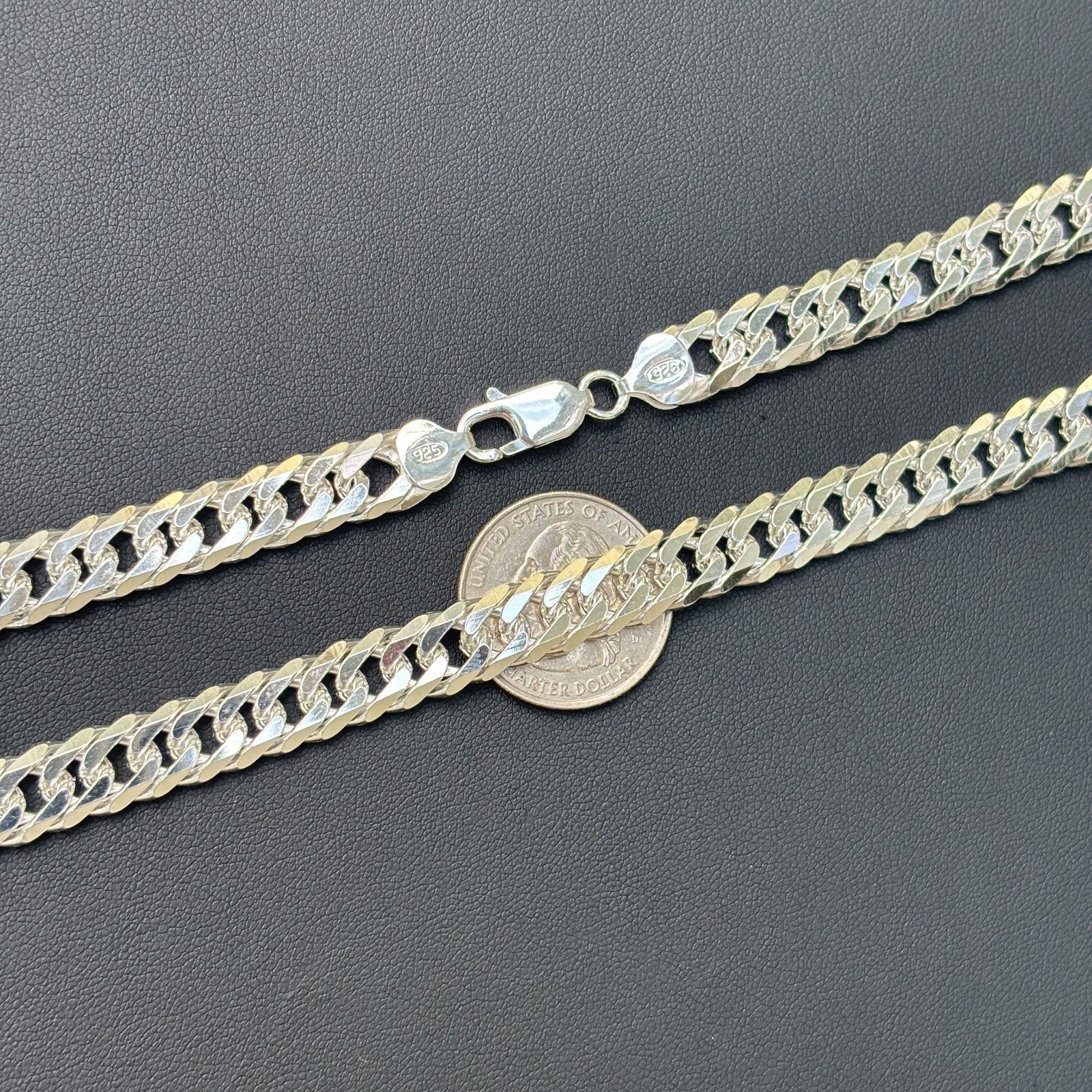 925 Sterling Silver 10mm Double Curb Chain Necklace - Image 11