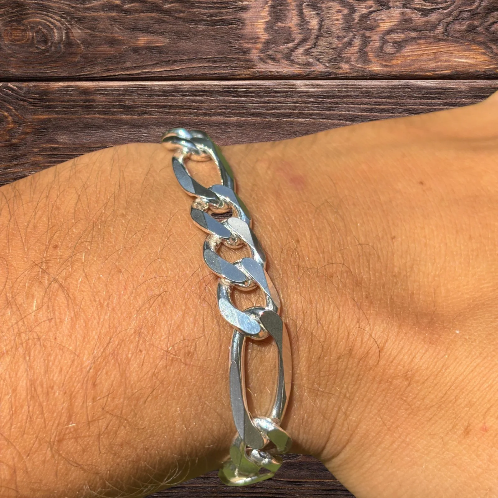 925 Sterling Silver 10mm Figaro Bracelet - Image 10