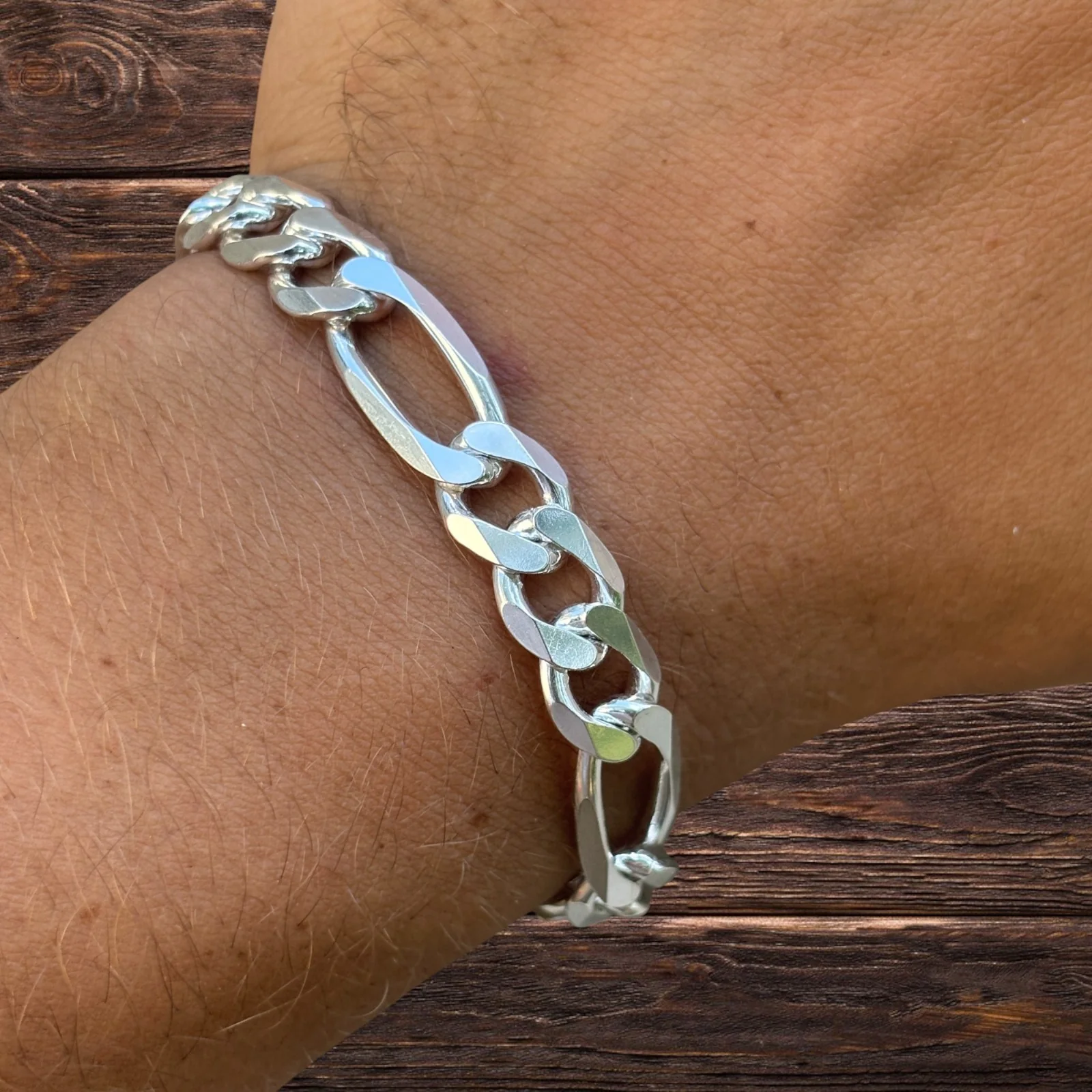 925 Sterling Silver 10mm Figaro Bracelet - Image 11