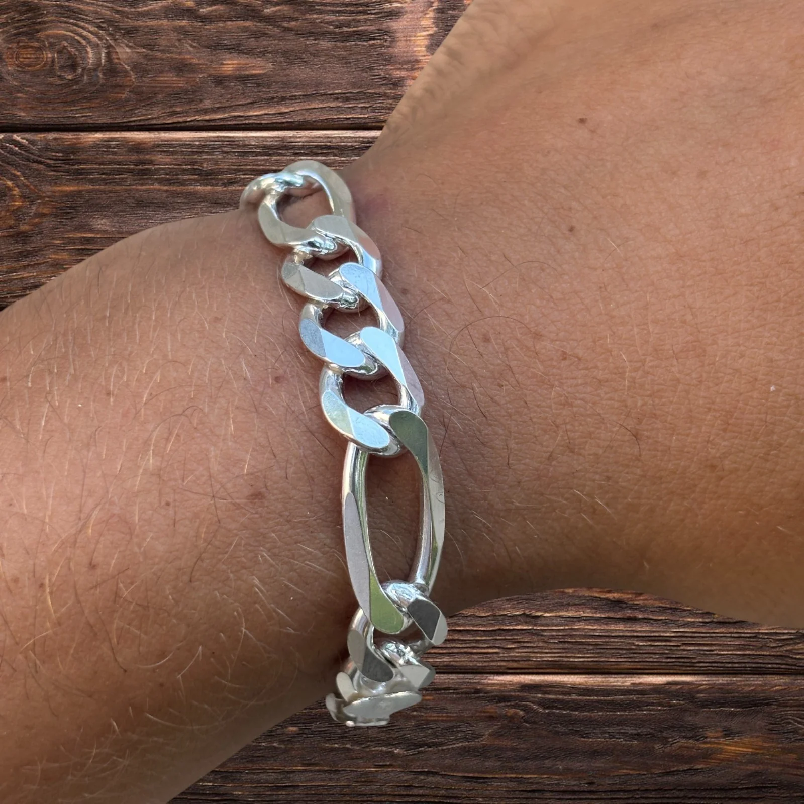 925 Sterling Silver 10mm Figaro Bracelet - Image 12