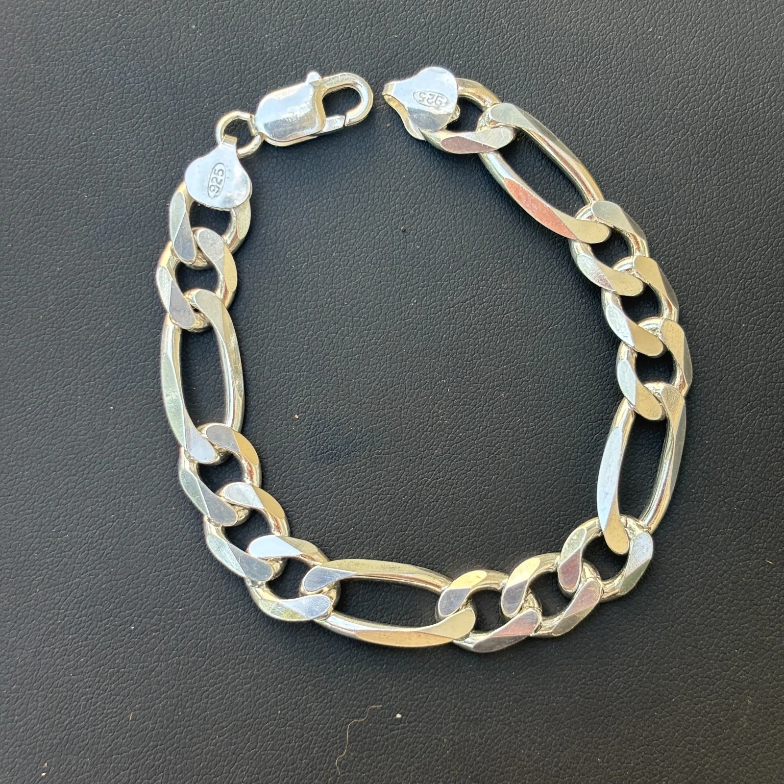 925 Sterling Silver 10mm Figaro Bracelet - Image 15