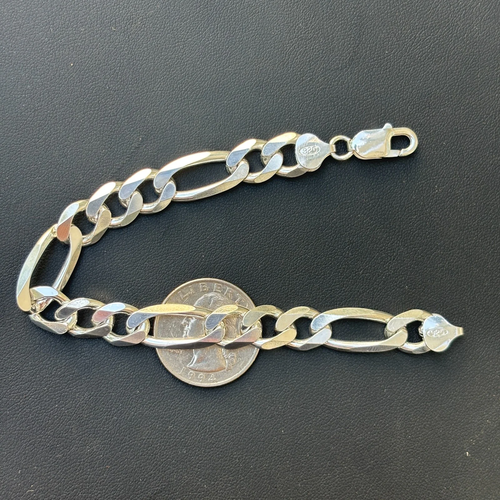 925 Sterling Silver 10mm Figaro Bracelet - Image 16