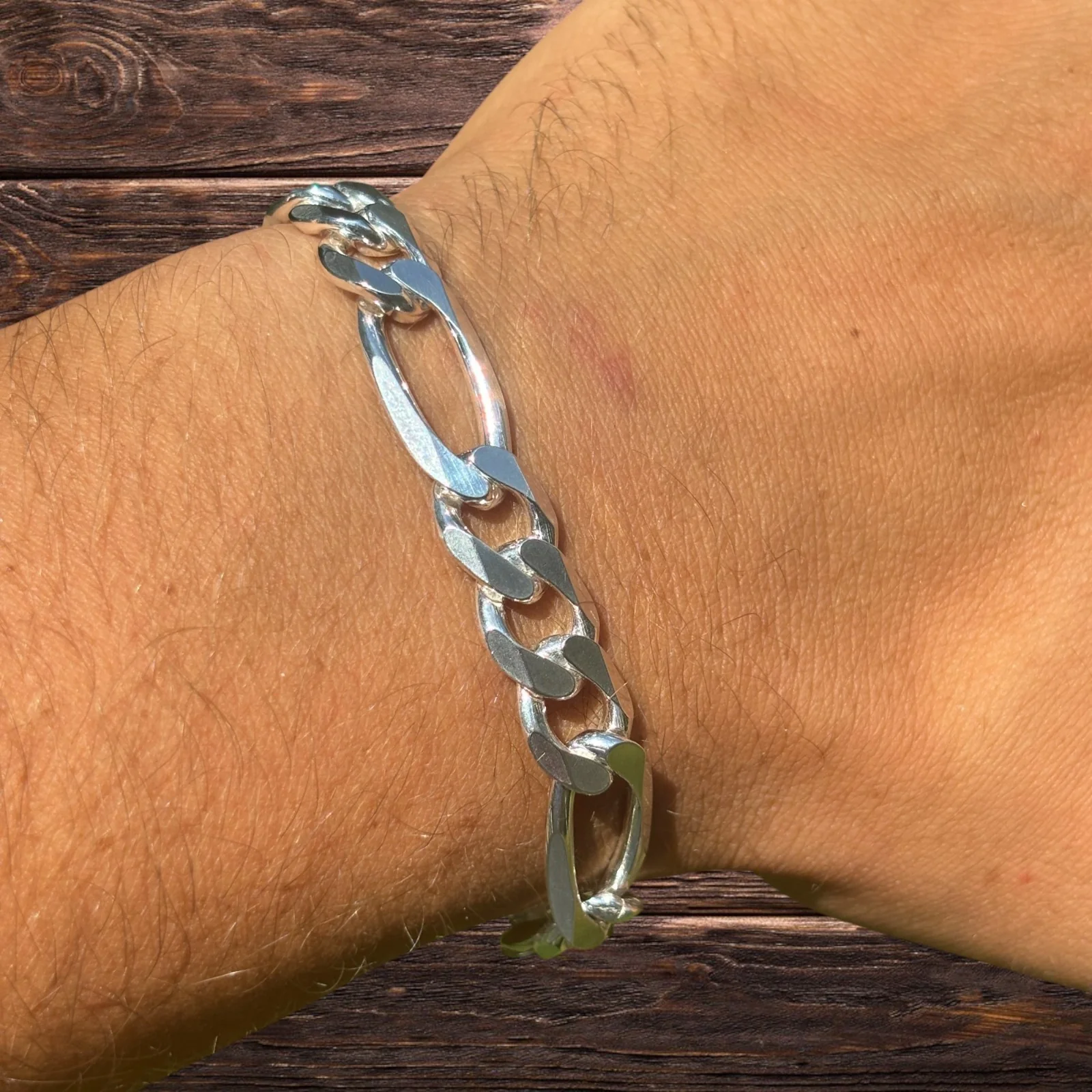 925 Sterling Silver 10mm Figaro Bracelet - Image 6