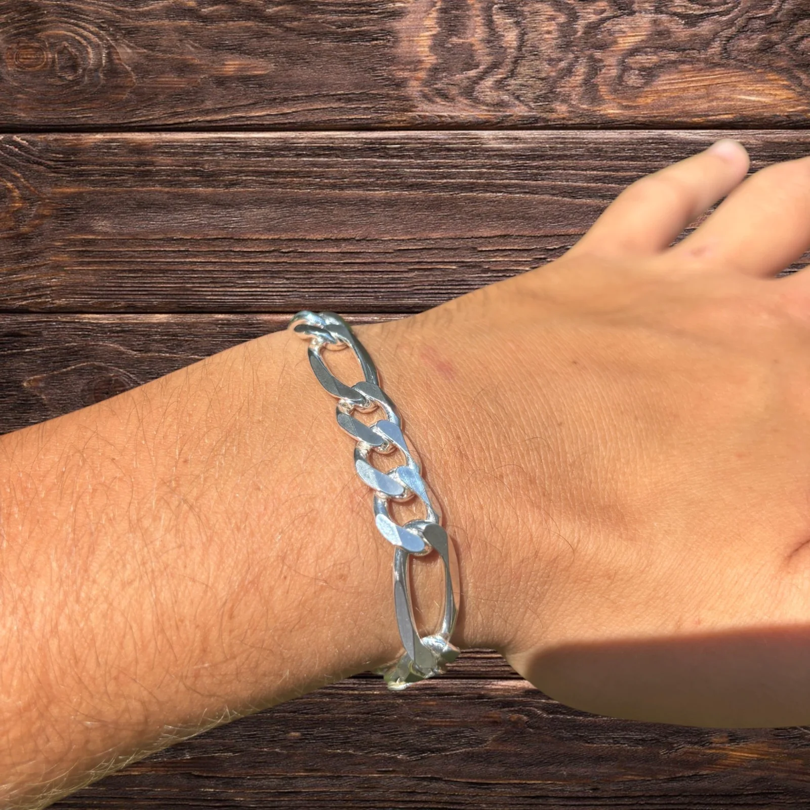 925 Sterling Silver 10mm Figaro Bracelet - Image 8