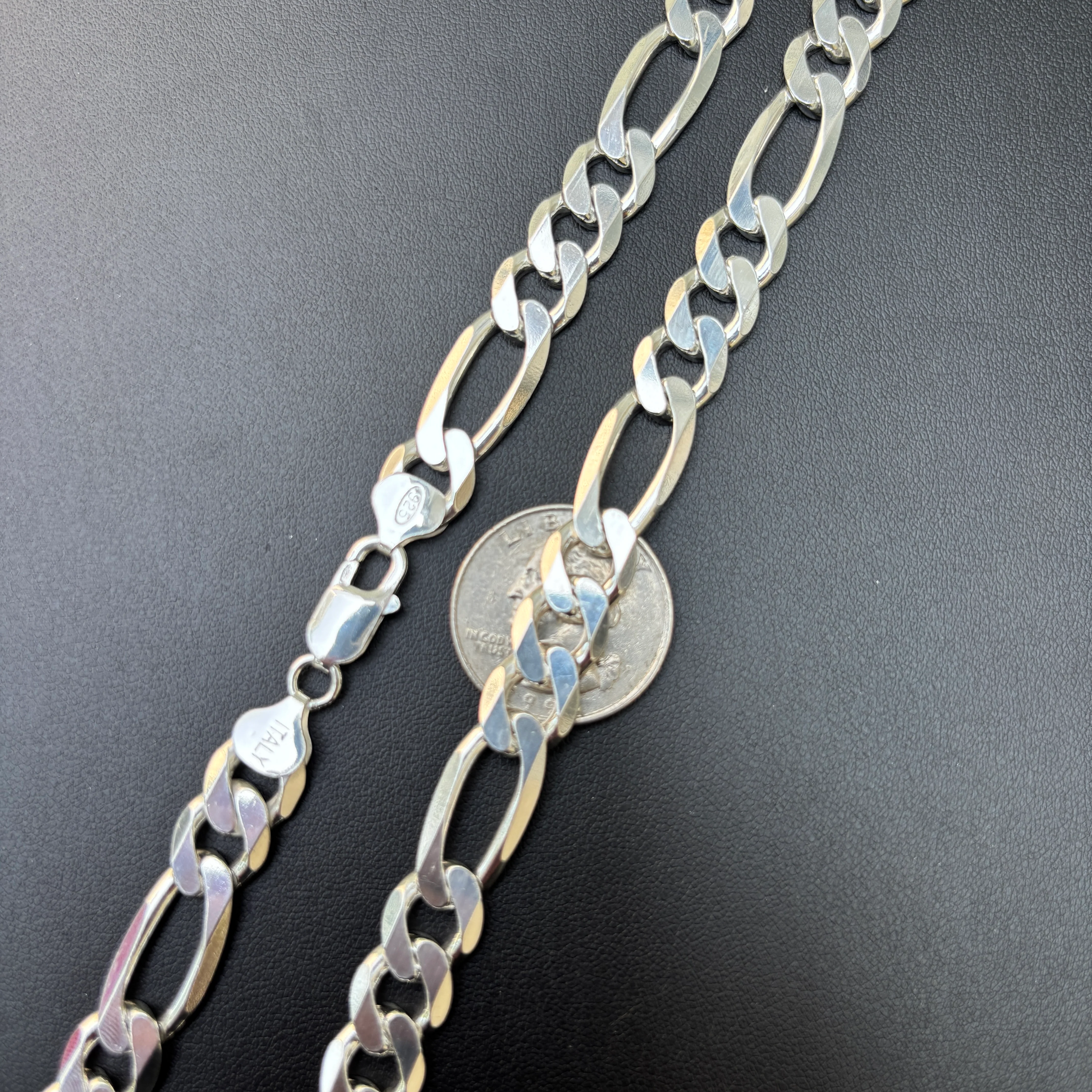 925 Sterling Silver 10mm Figaro Chain Necklace - Image 11