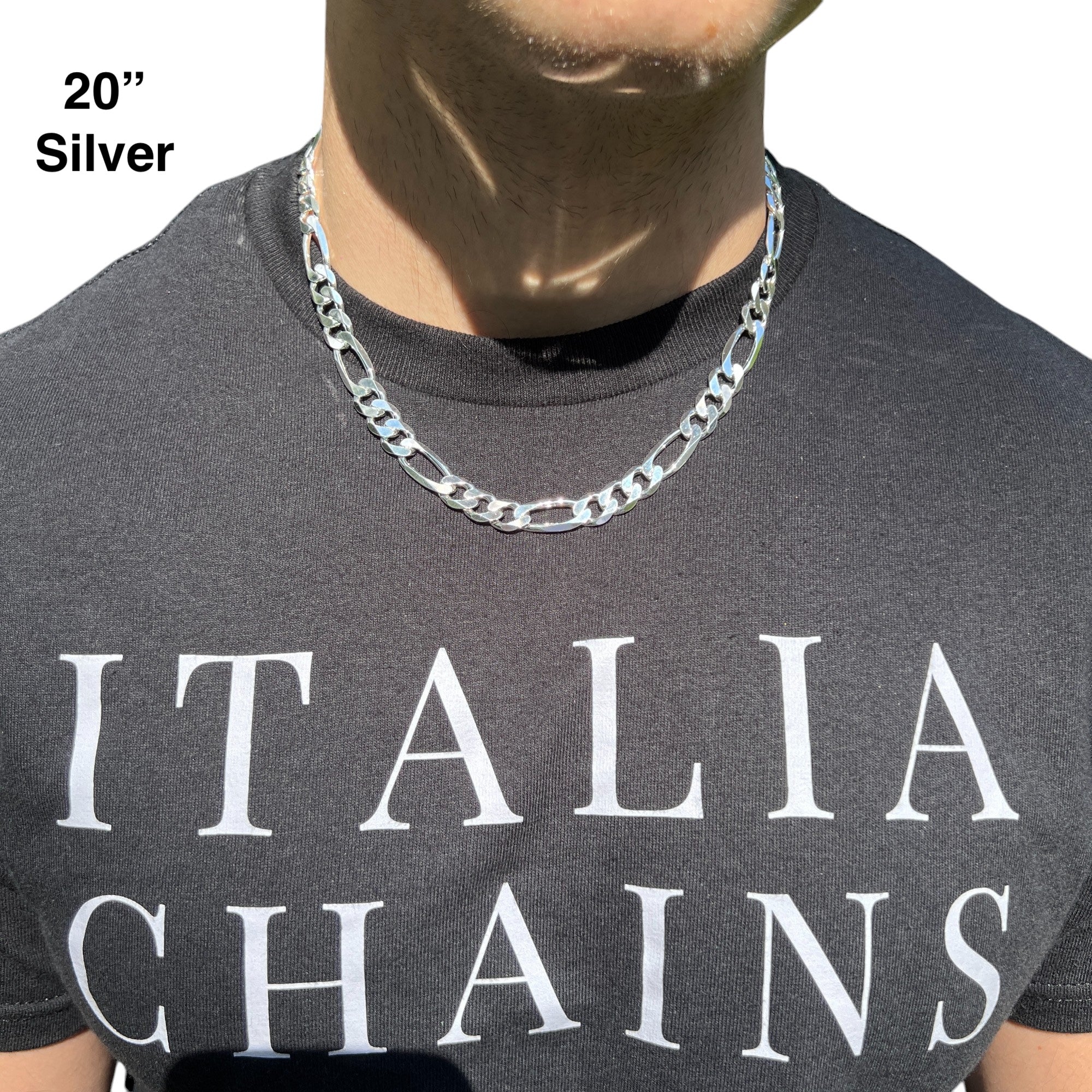 925 Sterling Silver 10mm Figaro Chain Necklace - Image 12