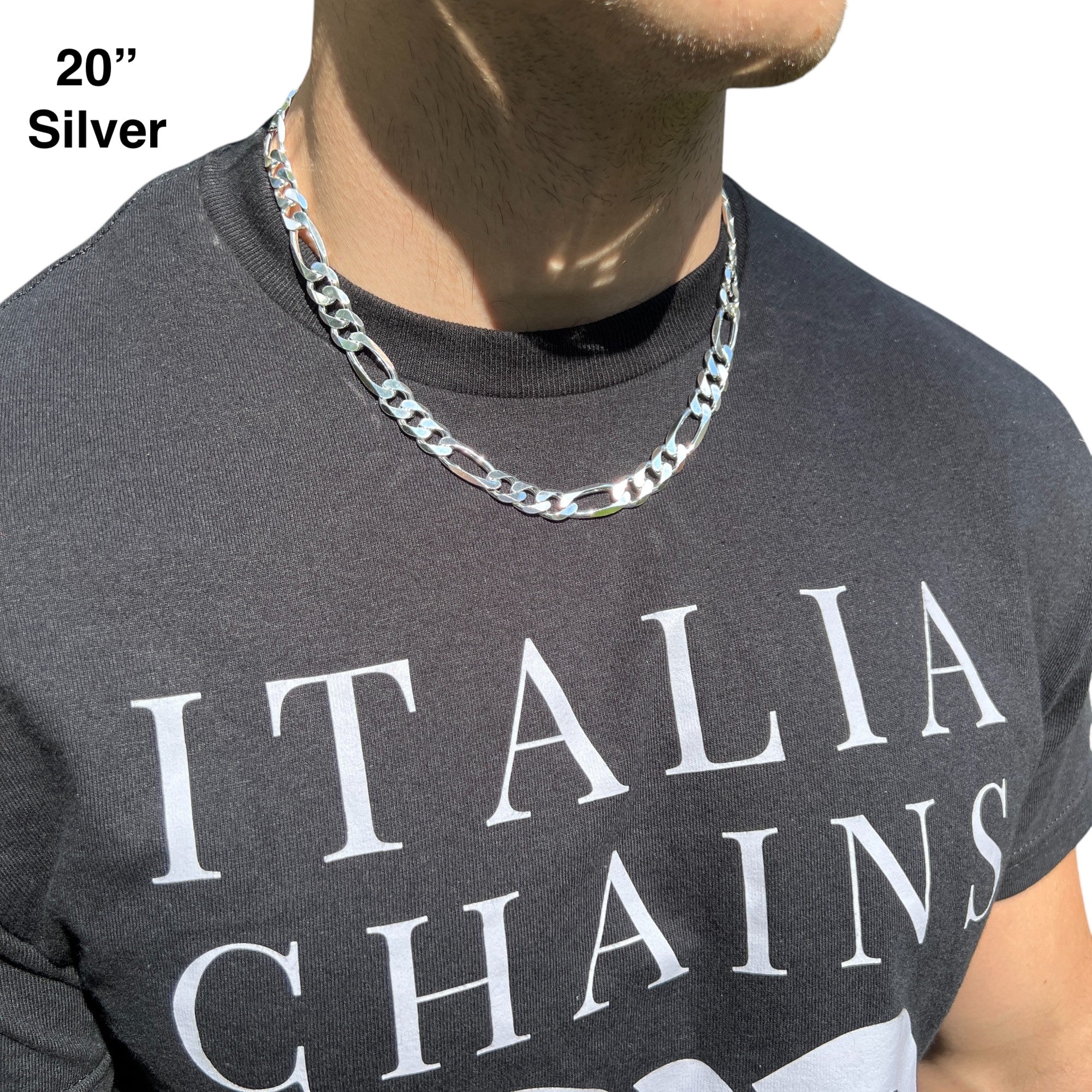 925 Sterling Silver 10mm Figaro Chain Necklace - Image 13