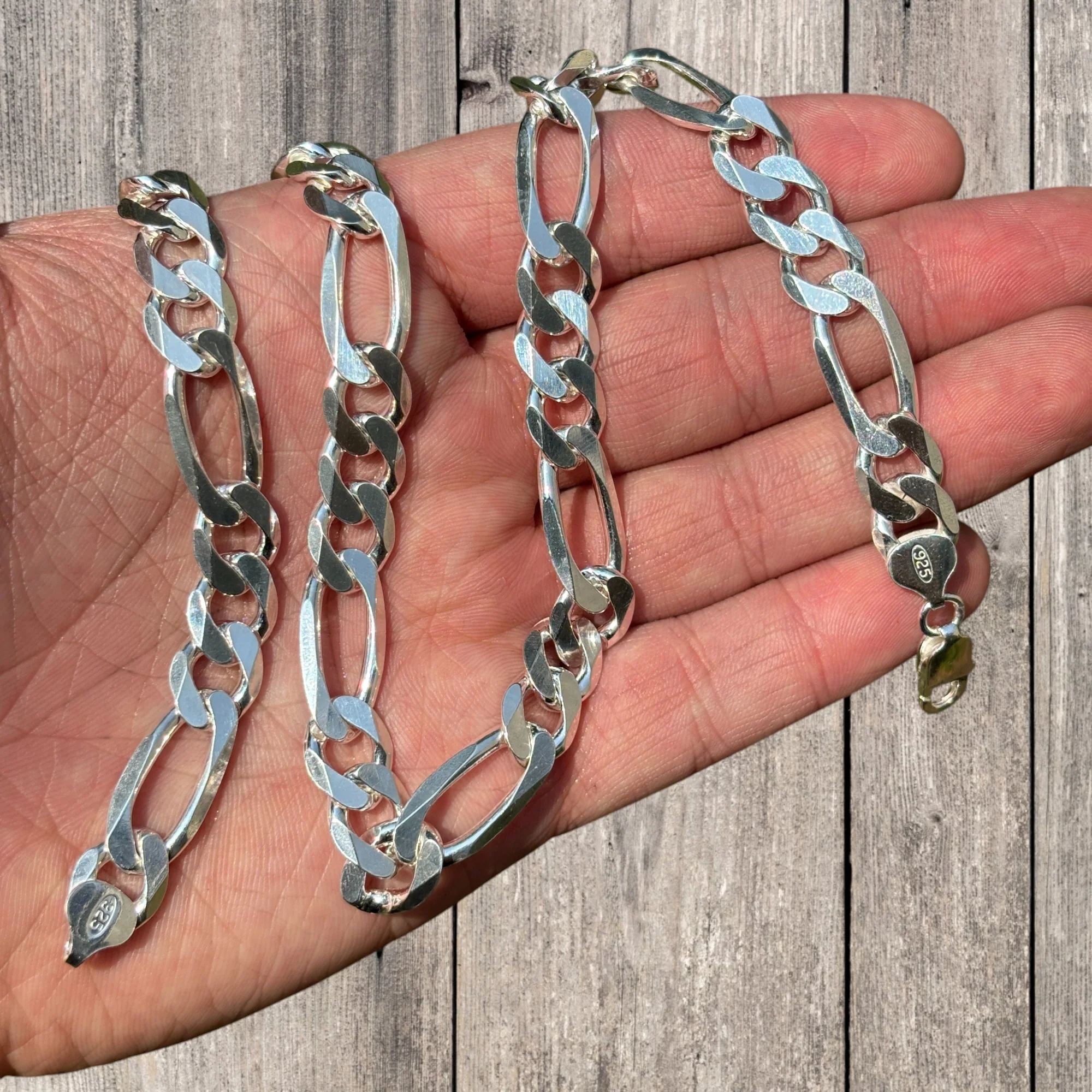 925 Sterling Silver 10mm Figaro Chain Necklace - Image 4