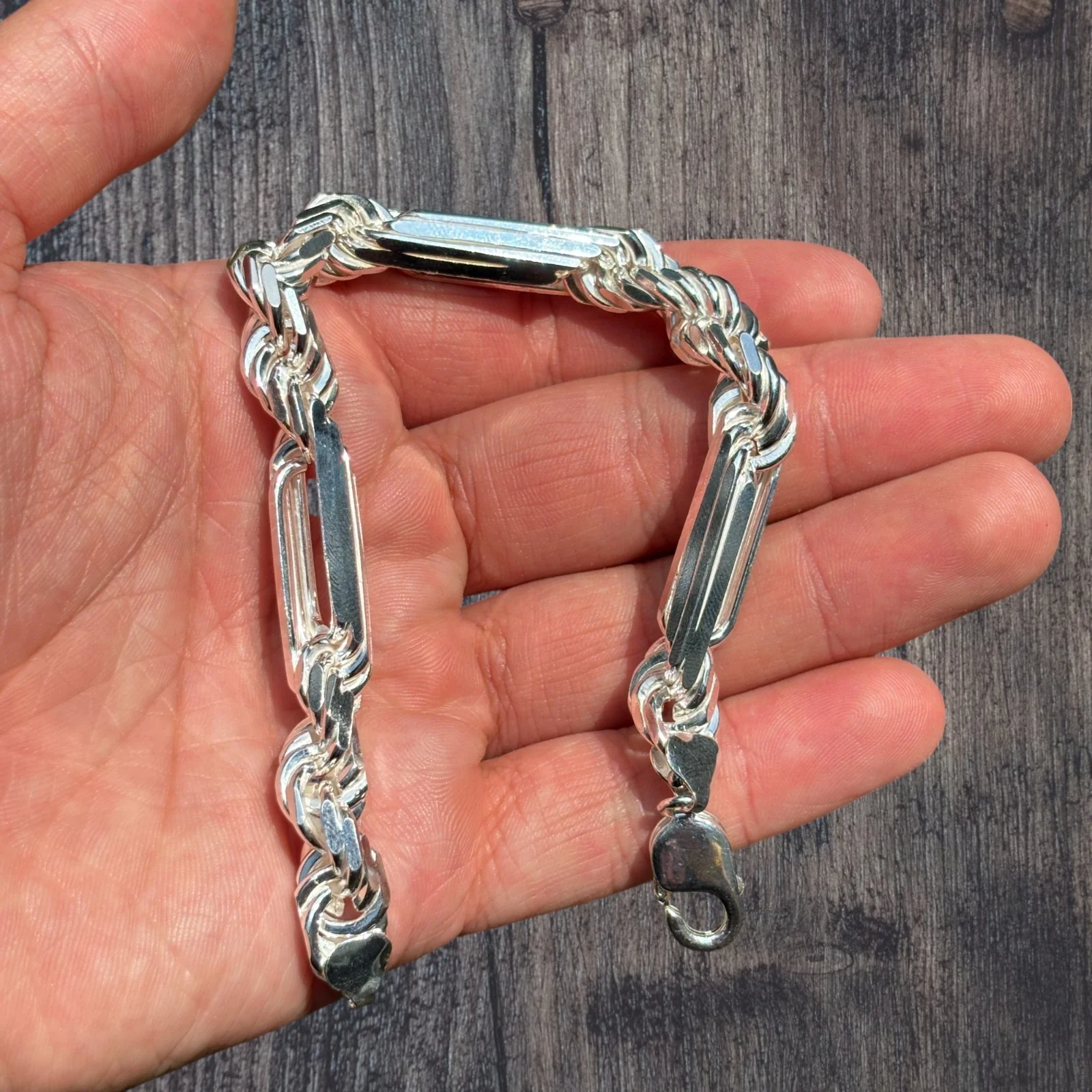 925 Sterling Silver 10mm Figarope Milano Bracelet - Image 4