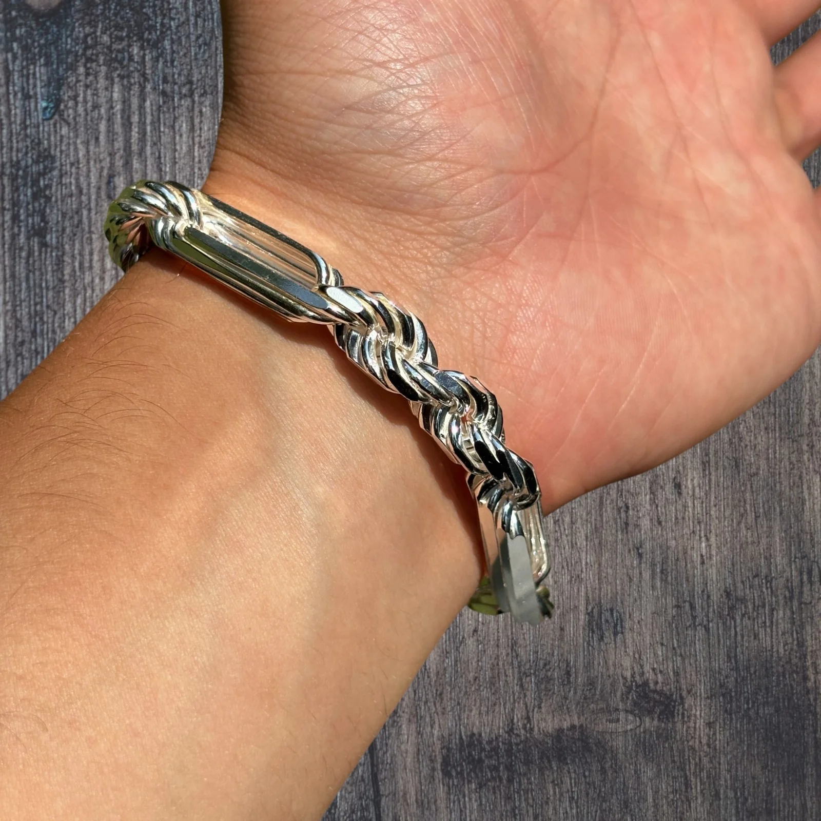 925 Sterling Silver 10mm Figarope Milano Bracelet - Image 8