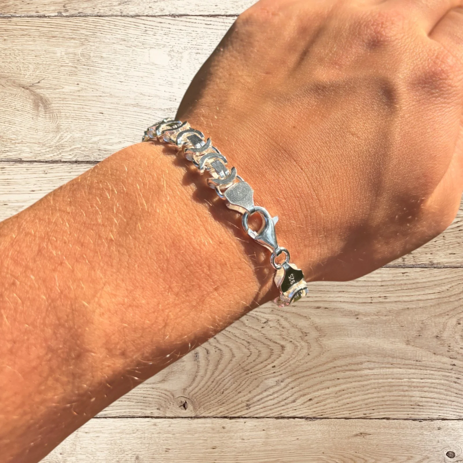 925 Sterling Silver 10mm Flat Byzantine Bracelet - Image 3