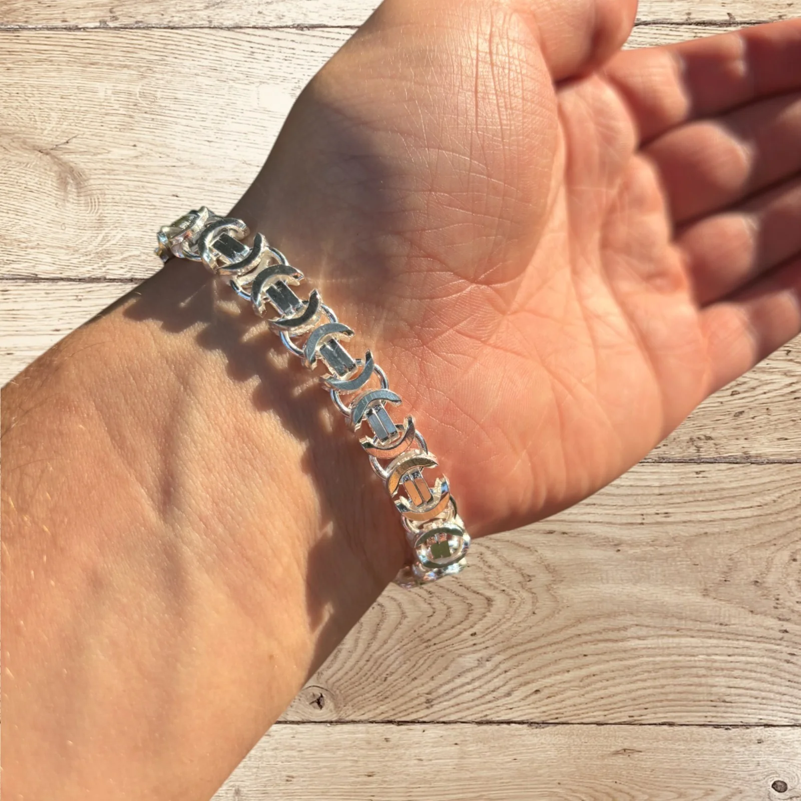 925 Sterling Silver 10mm Flat Byzantine Bracelet - Image 4