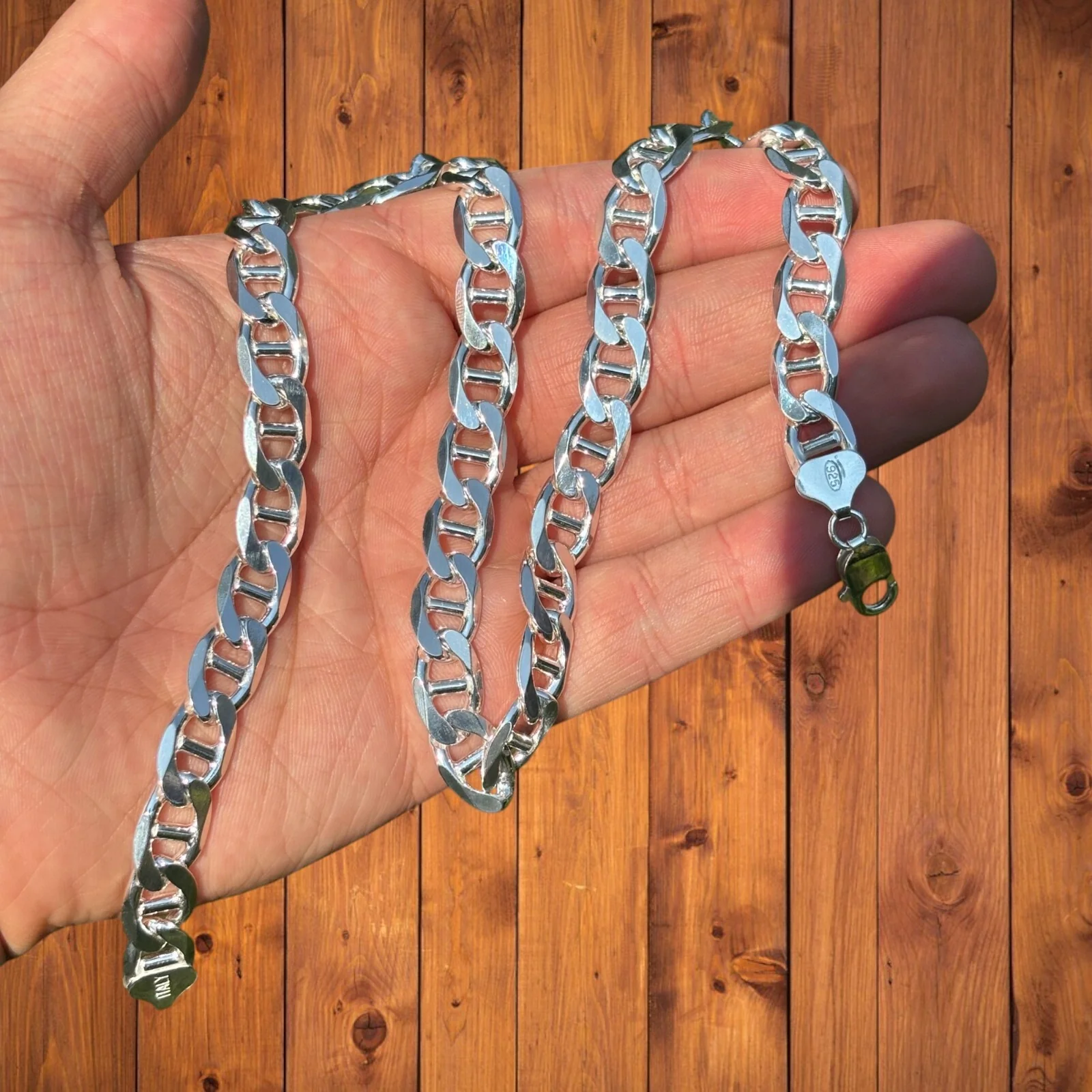 925 Sterling Silver 10mm Mariner Chain Necklace - Image 5