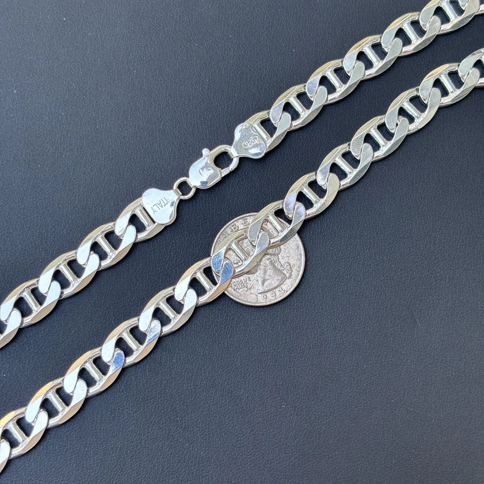 925 Sterling Silver 10mm Mariner Chain Necklace - Image 9