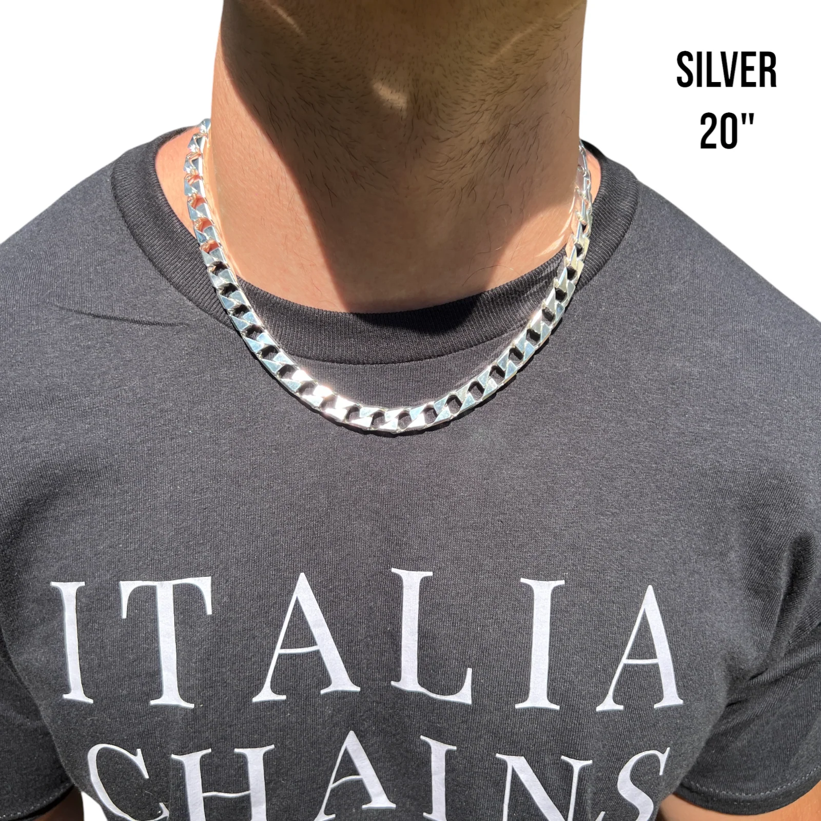 925 Sterling Silver 10mm Square Curb Chain Necklace - Image 10