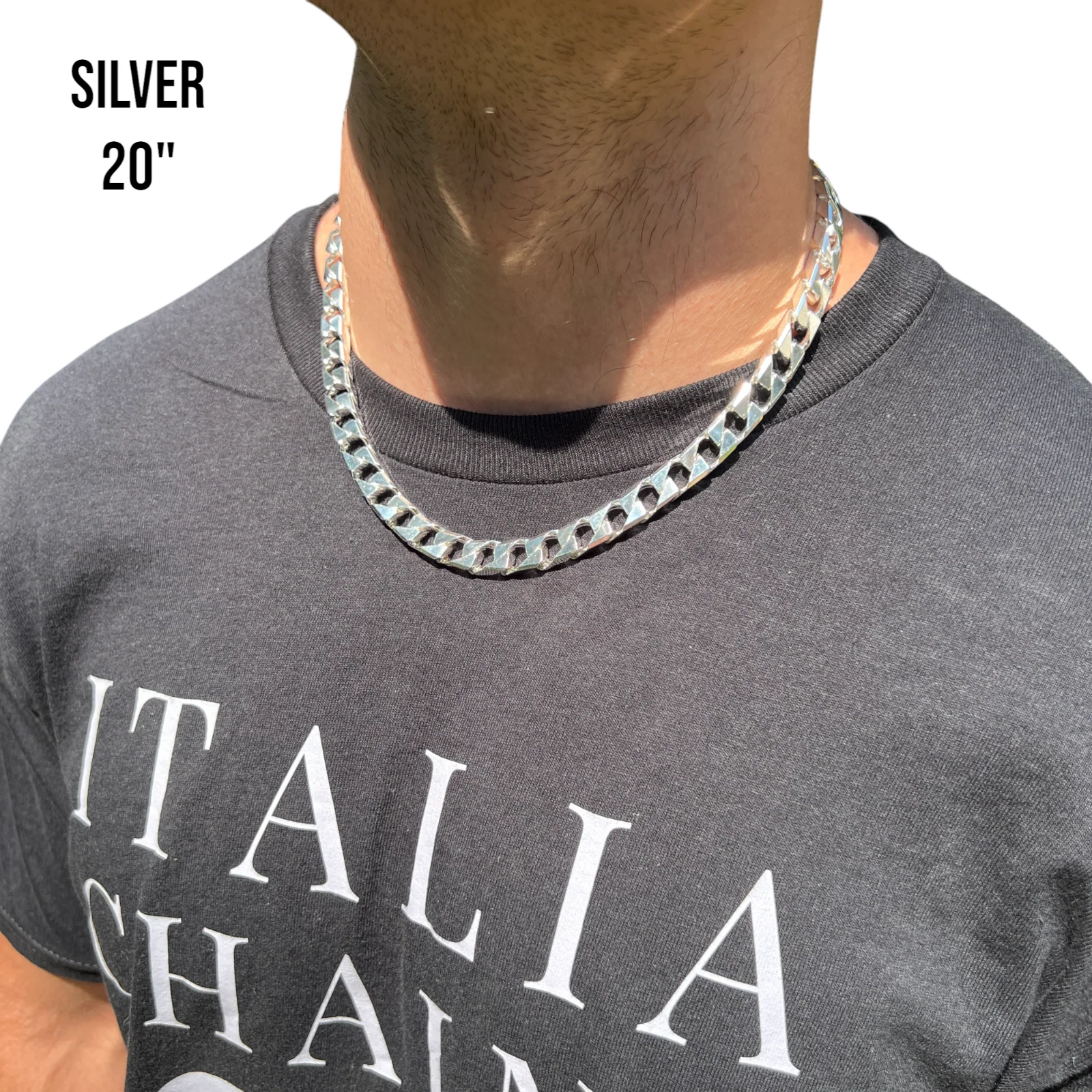925 Sterling Silver 10mm Square Curb Chain Necklace - Image 11