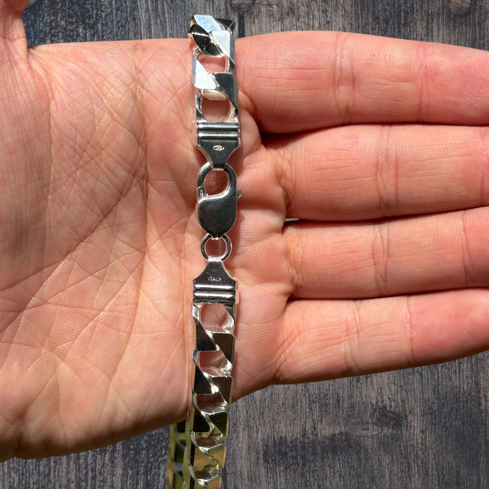 925 Sterling Silver 10mm Square Curb Chain Necklace - Image 4