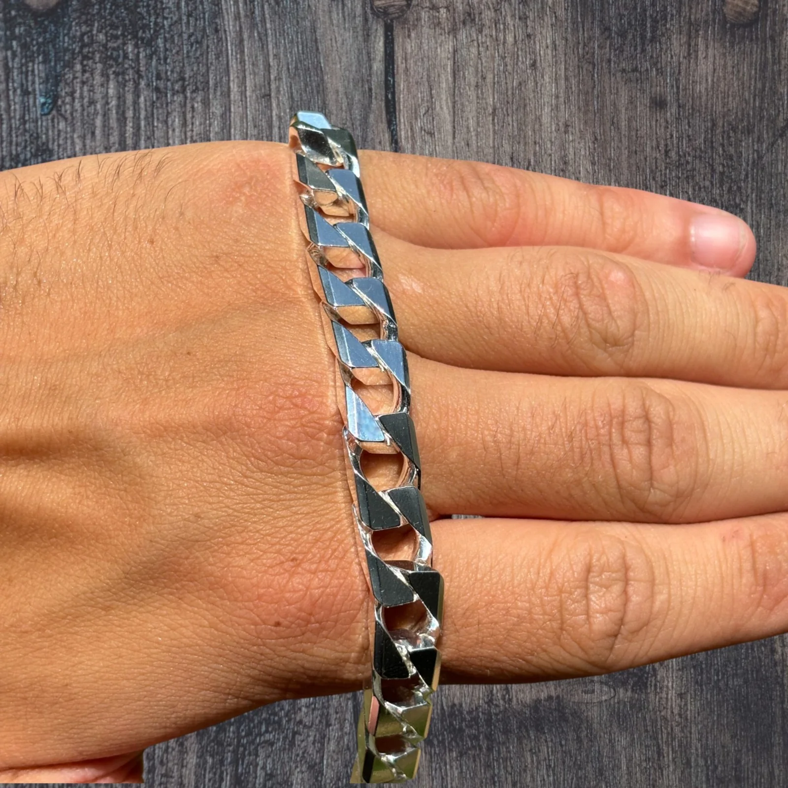 925 Sterling Silver 10mm Square Curb Chain Necklace - Image 5
